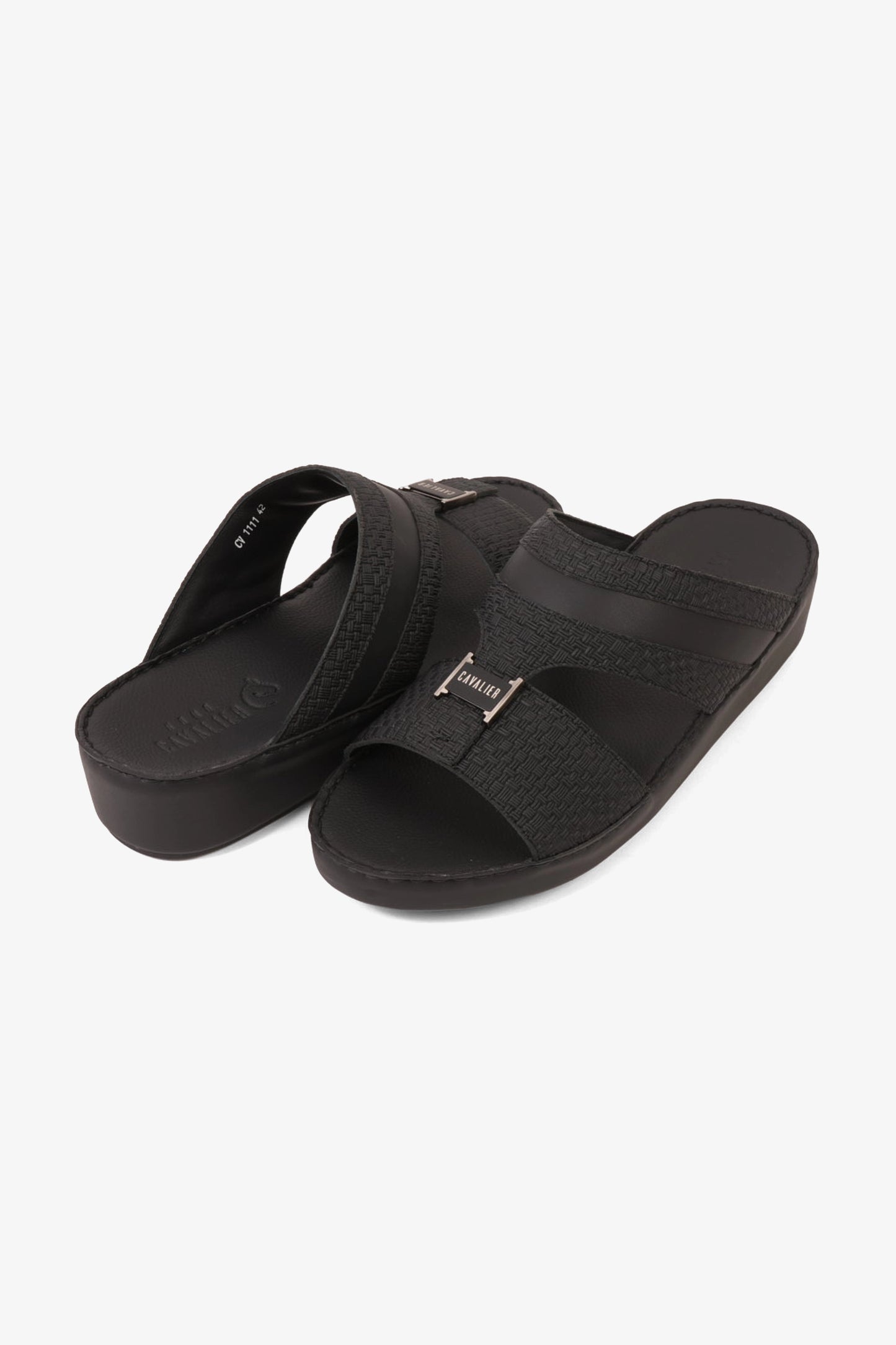 UOMO CAVALIER HANDCRAFTED COMFORT LEATHER ARABIC SANDALS BLACK - Seventy7