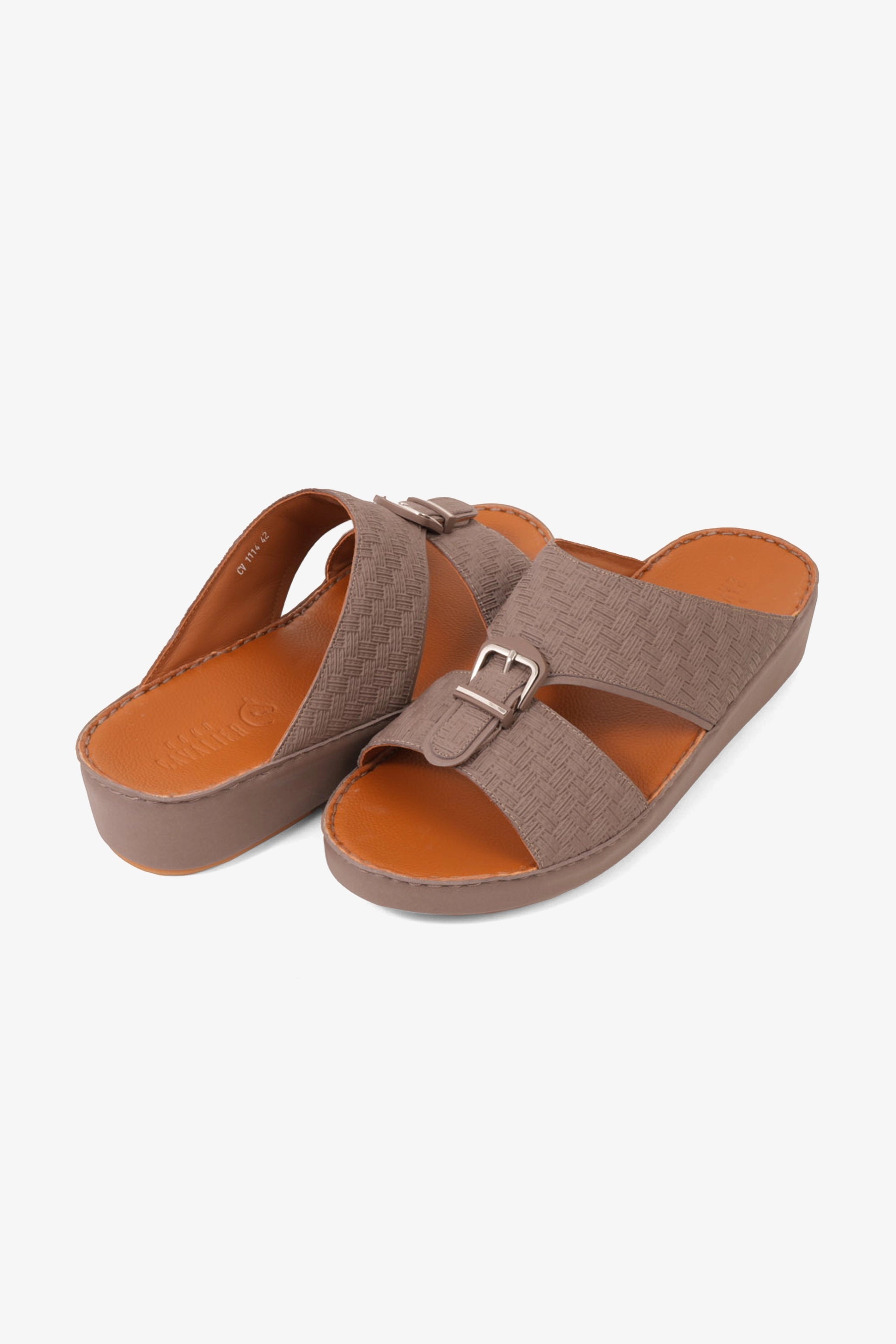 UOMO CAVALIER PREMIUM LEATHER ARABIC SANDALS STONE - Seventy7