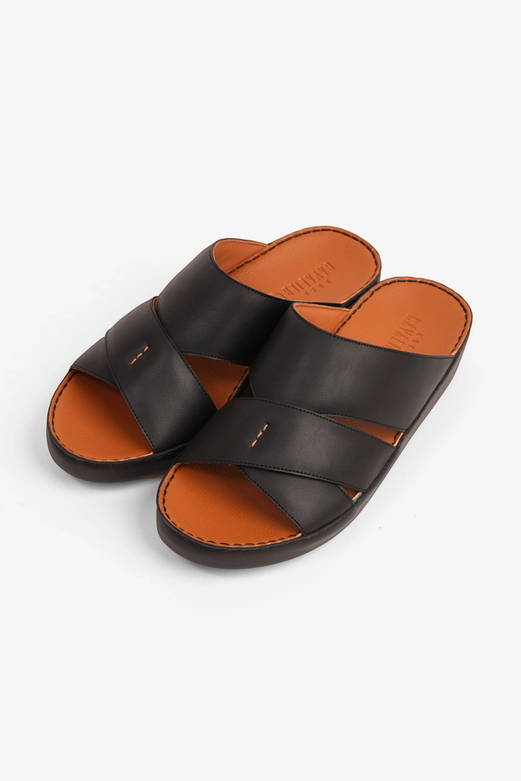 UOMO CAVALIER GENUINE LEATHER LUXURIOUSLY ARABIC SANDALS BLACK - Seventy7