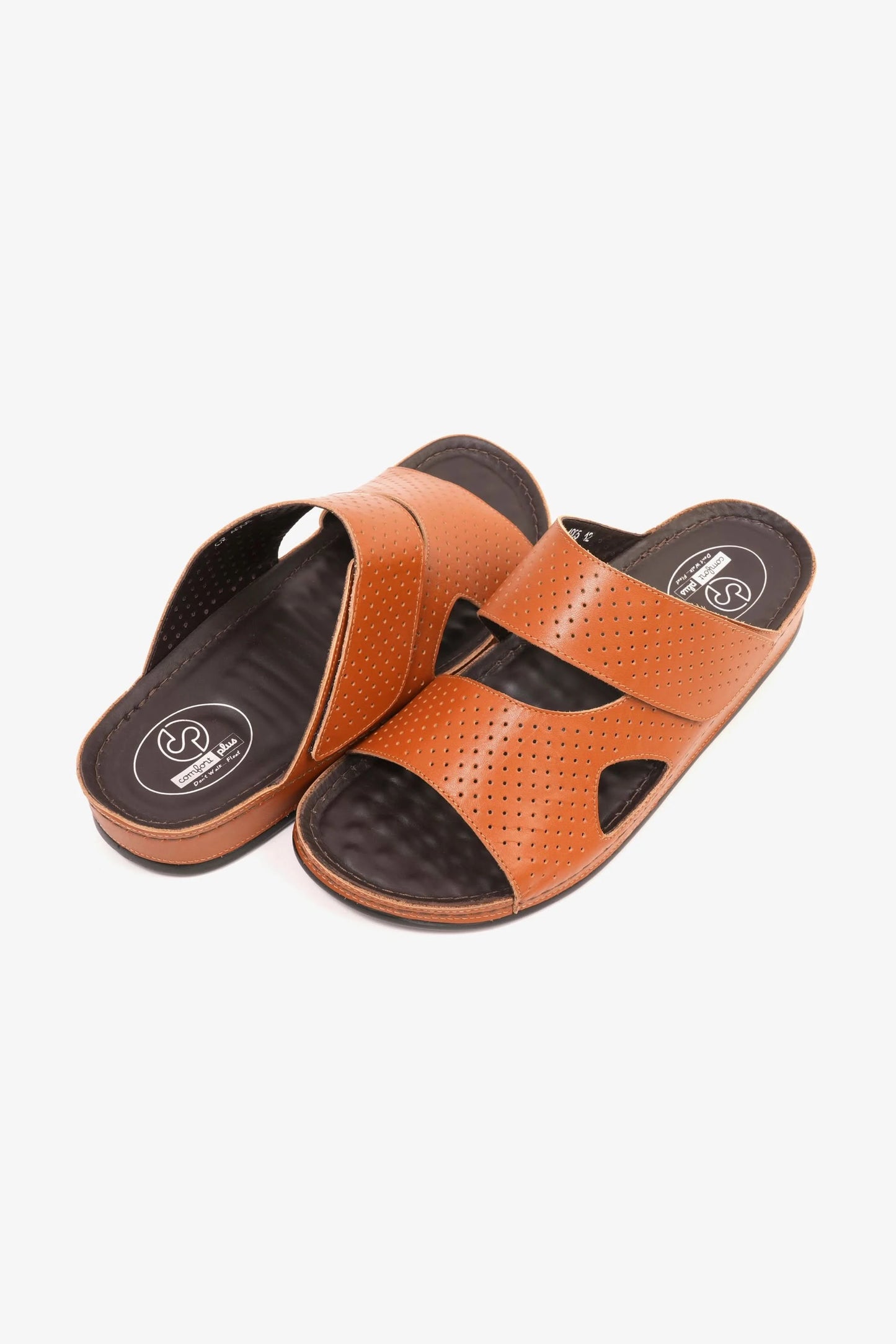 Comfort Plus Men's Al Waha Textured Slip-On Arabic Sandals Tan - Seventy7
