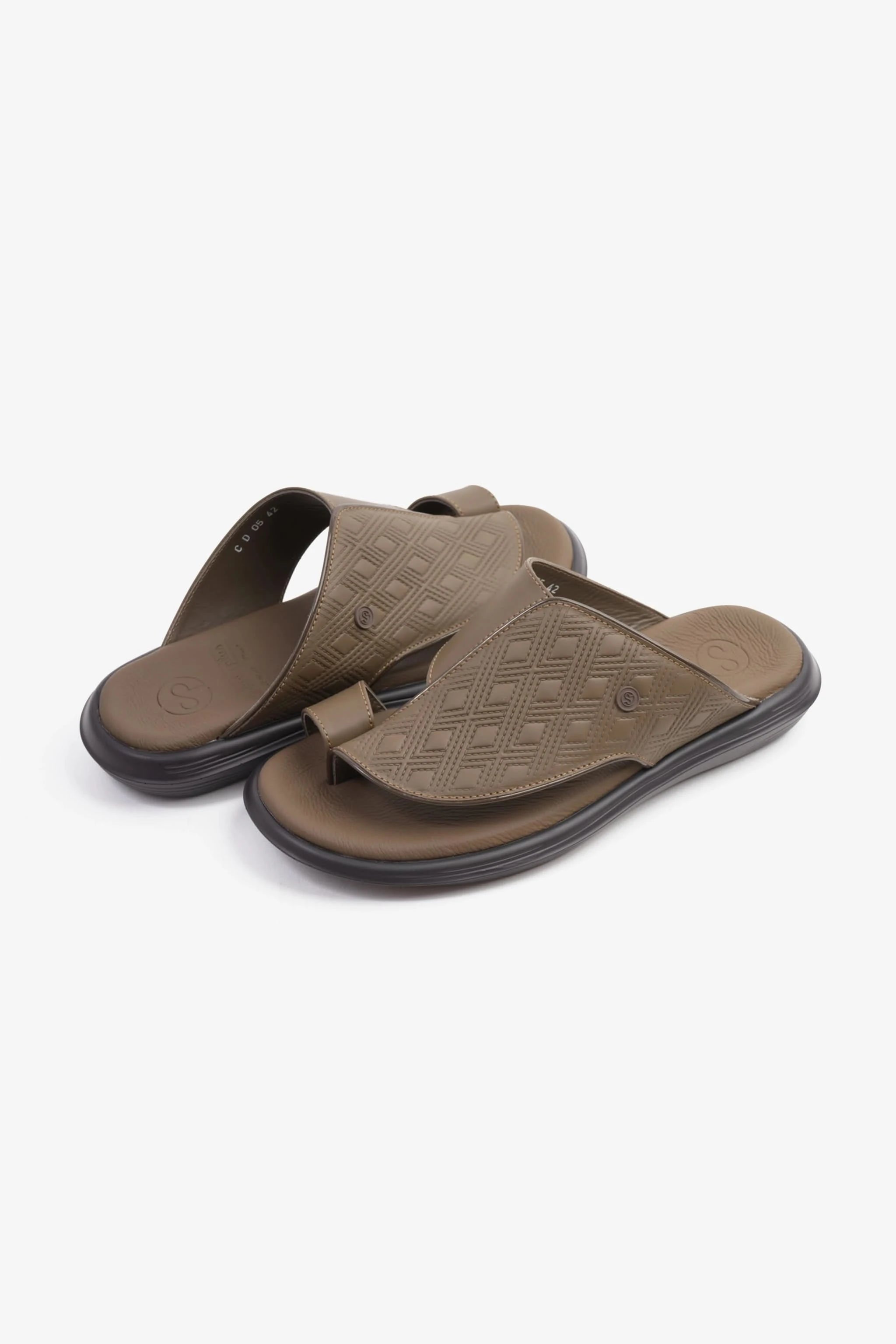COMFORT PLUS ARABIC SANDALS MEN'S GEOMETRIC PATTERN SANDALS TRUFFLE - Seventy7