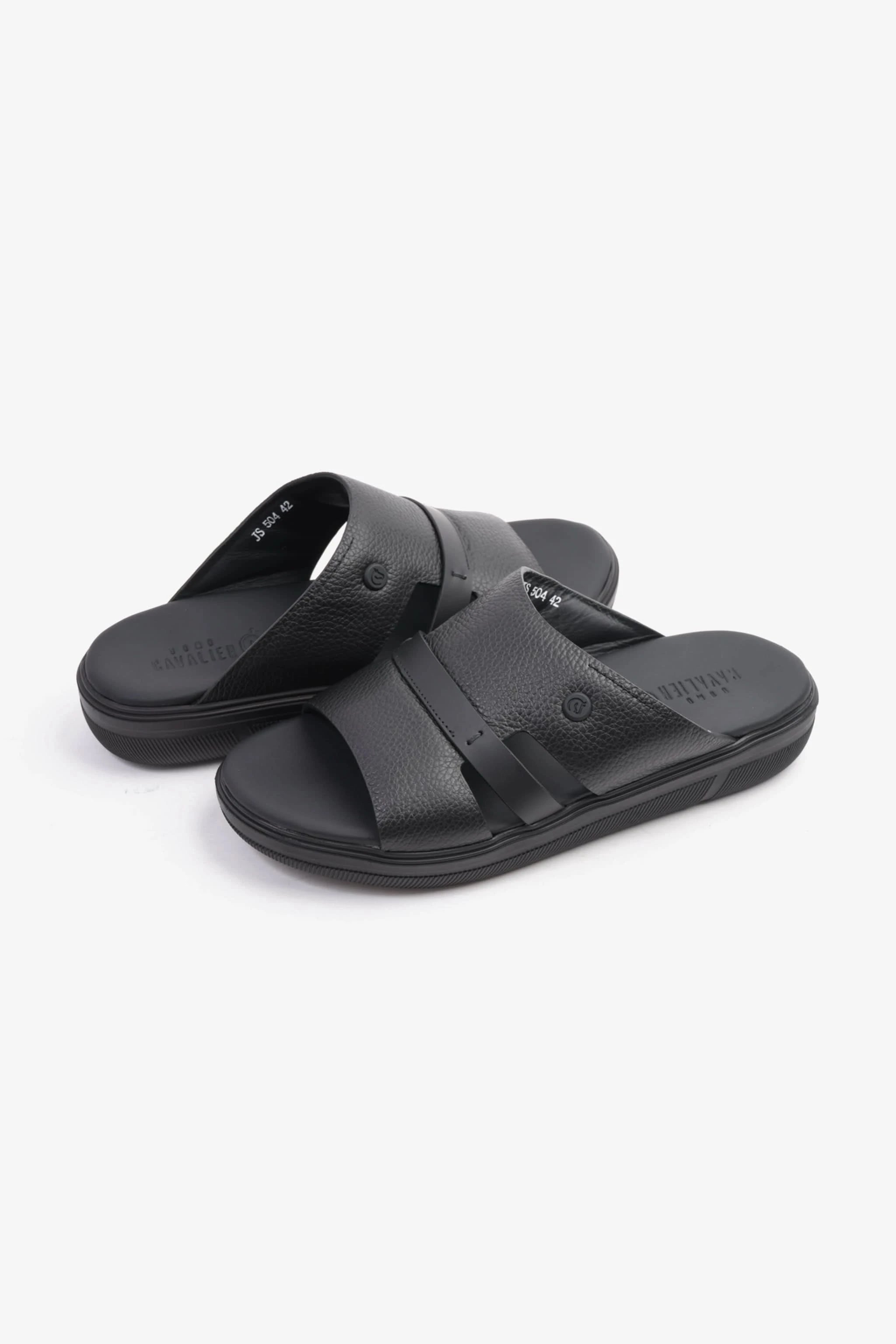 UOMO CAVALIER ARABIC SANDALS MEN'S CRAFTED GENUINE LEATHER BLACK - Seventy7