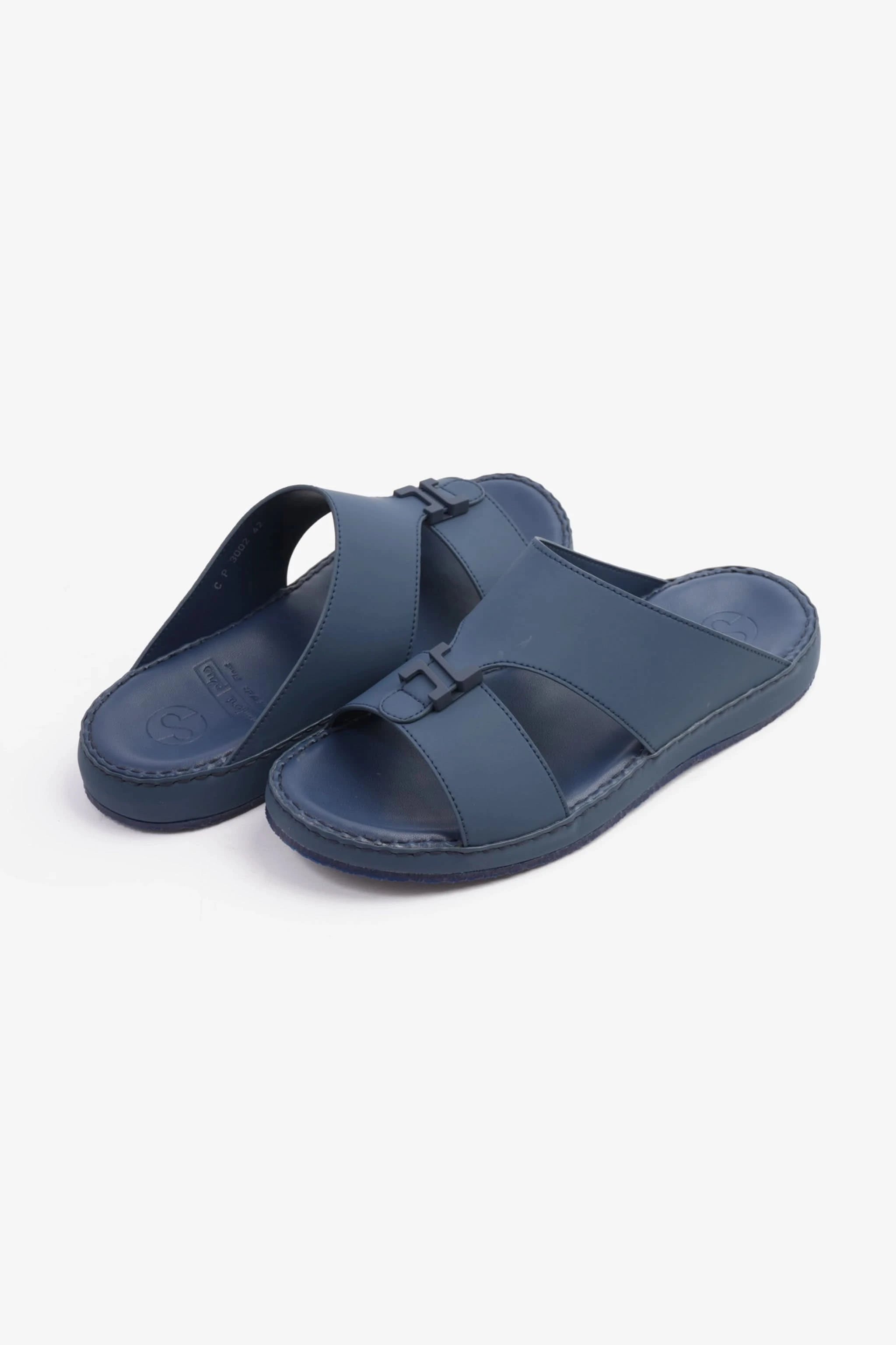 COMFORT PLUS MATTE LEATHER STYLISH TRIM MENS SANDALS NAVY - Seventy7