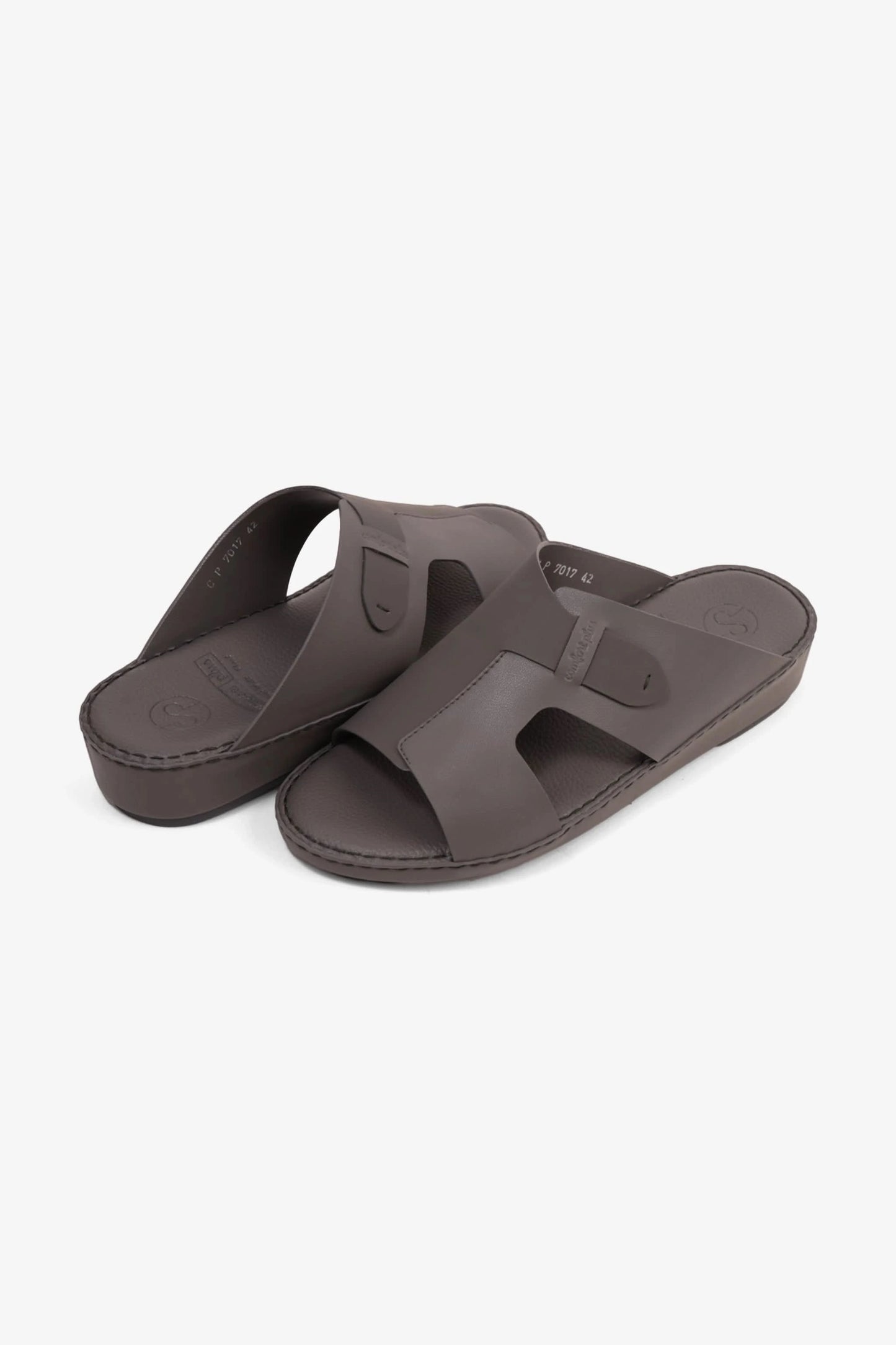 COMFORT PLUS ULTRA COMFORTABLE LEATHER SLIP-ON SANDALS DARK-GREY - Seventy7