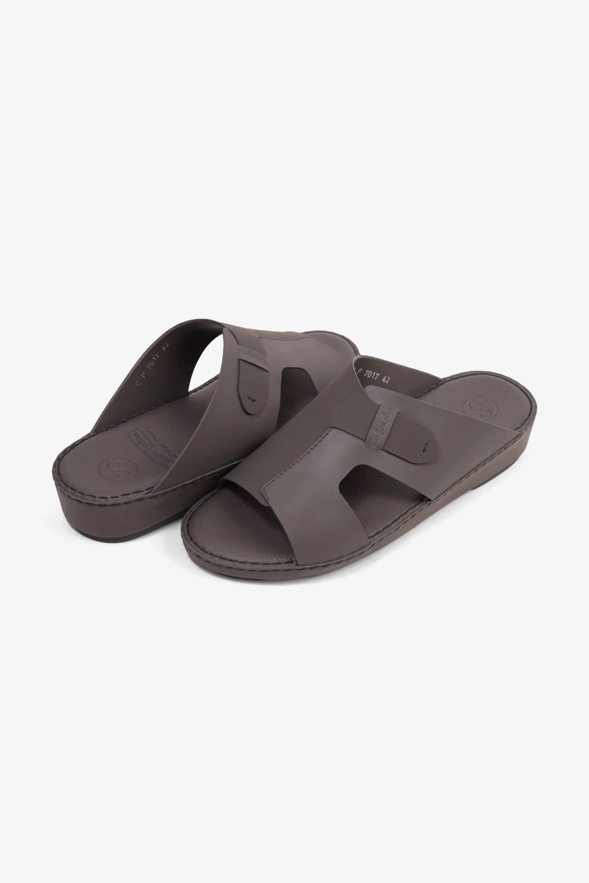 COMFORT PLUS ULTRA COMFORTABLE LEATHER SLIP-ON SANDALS DARK-GREY - Seventy7