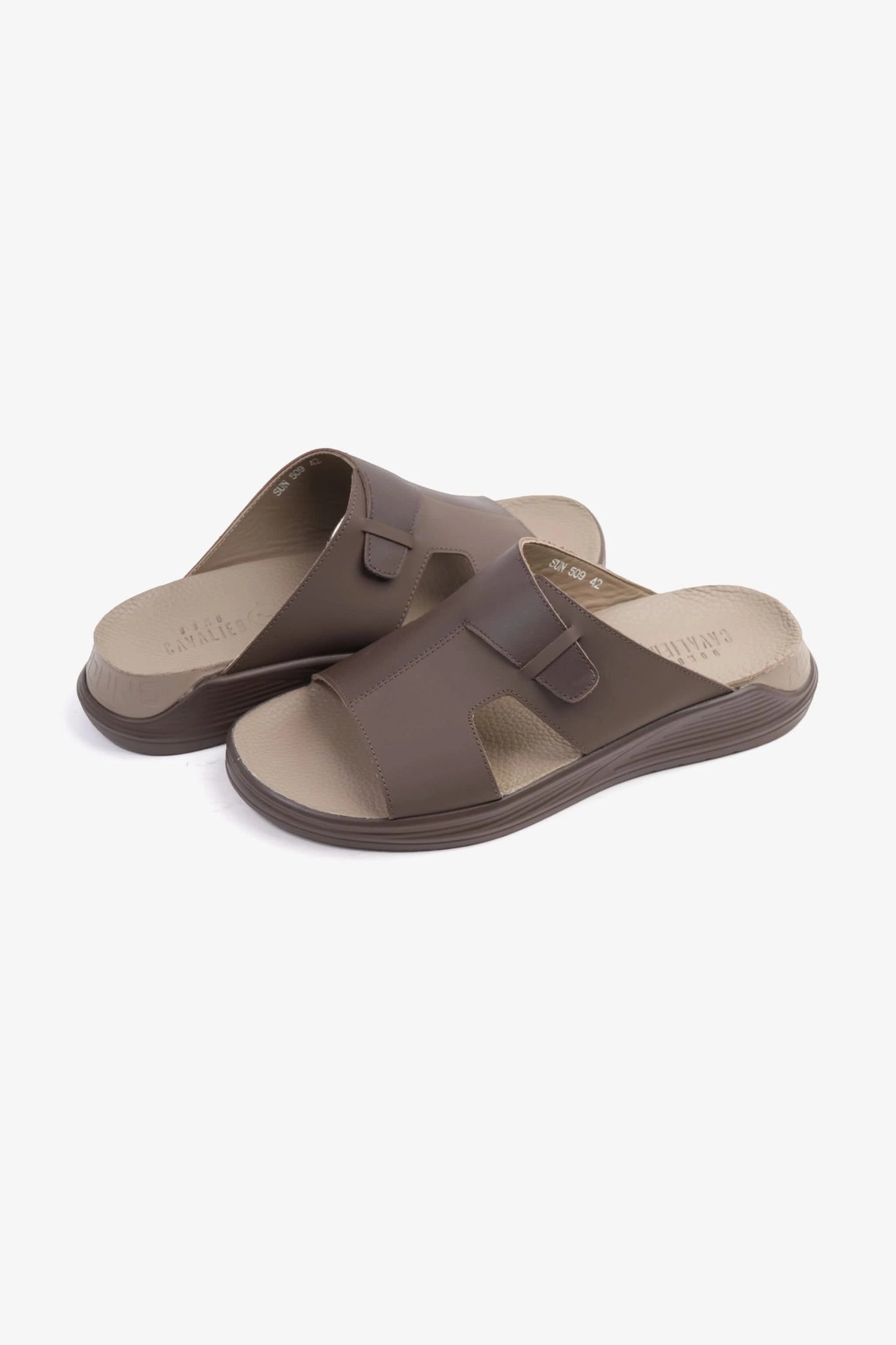 UOMO CAVALIER CLASSIC TRADITIONAL ARAB SANDALS BUCKLE STRAPS BROWN - Seventy7