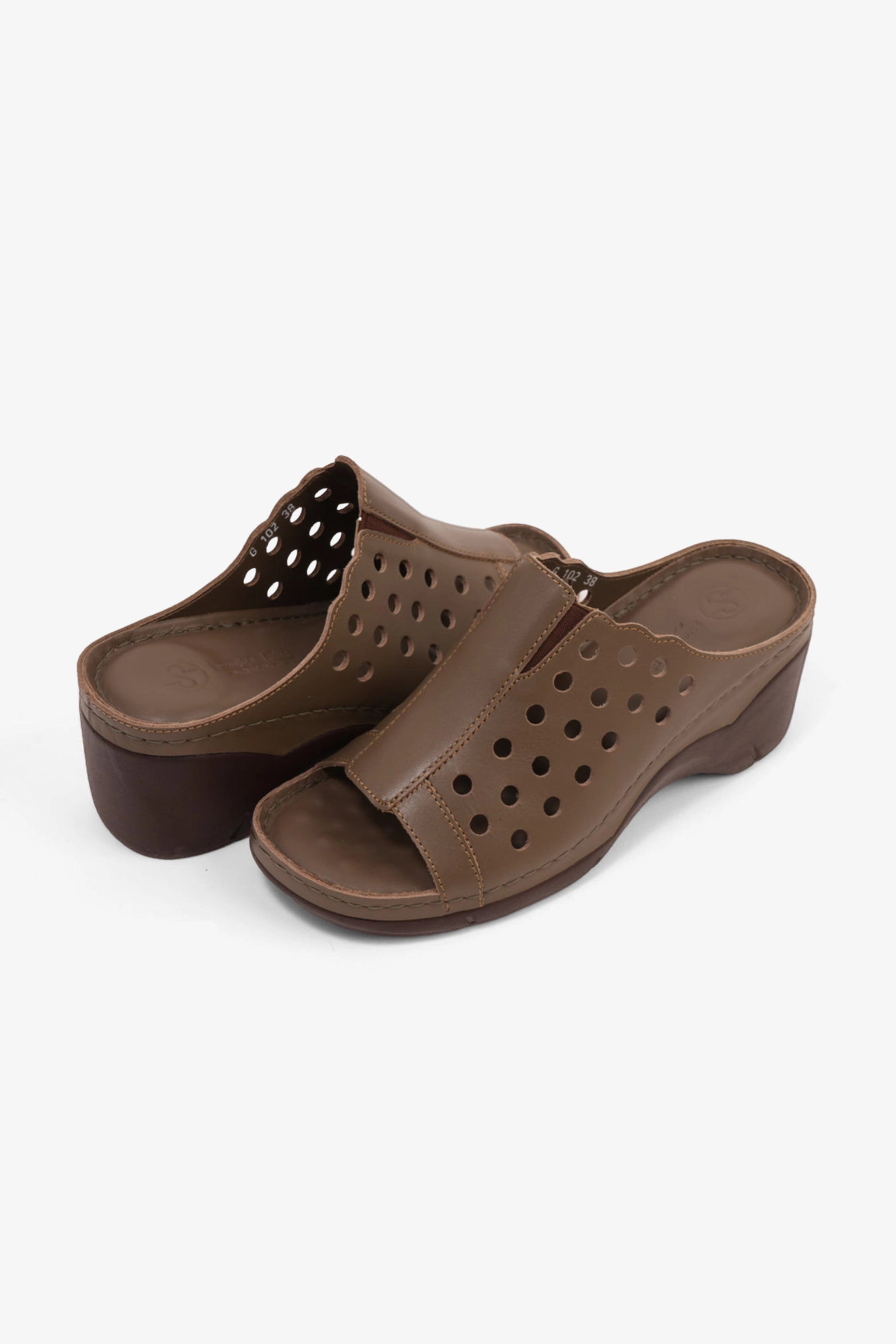 COMFORT PLUS SLIP-ON WEDGE SANDALS WITH PERFORATED DESIGN TRUFFLE - Seventy7