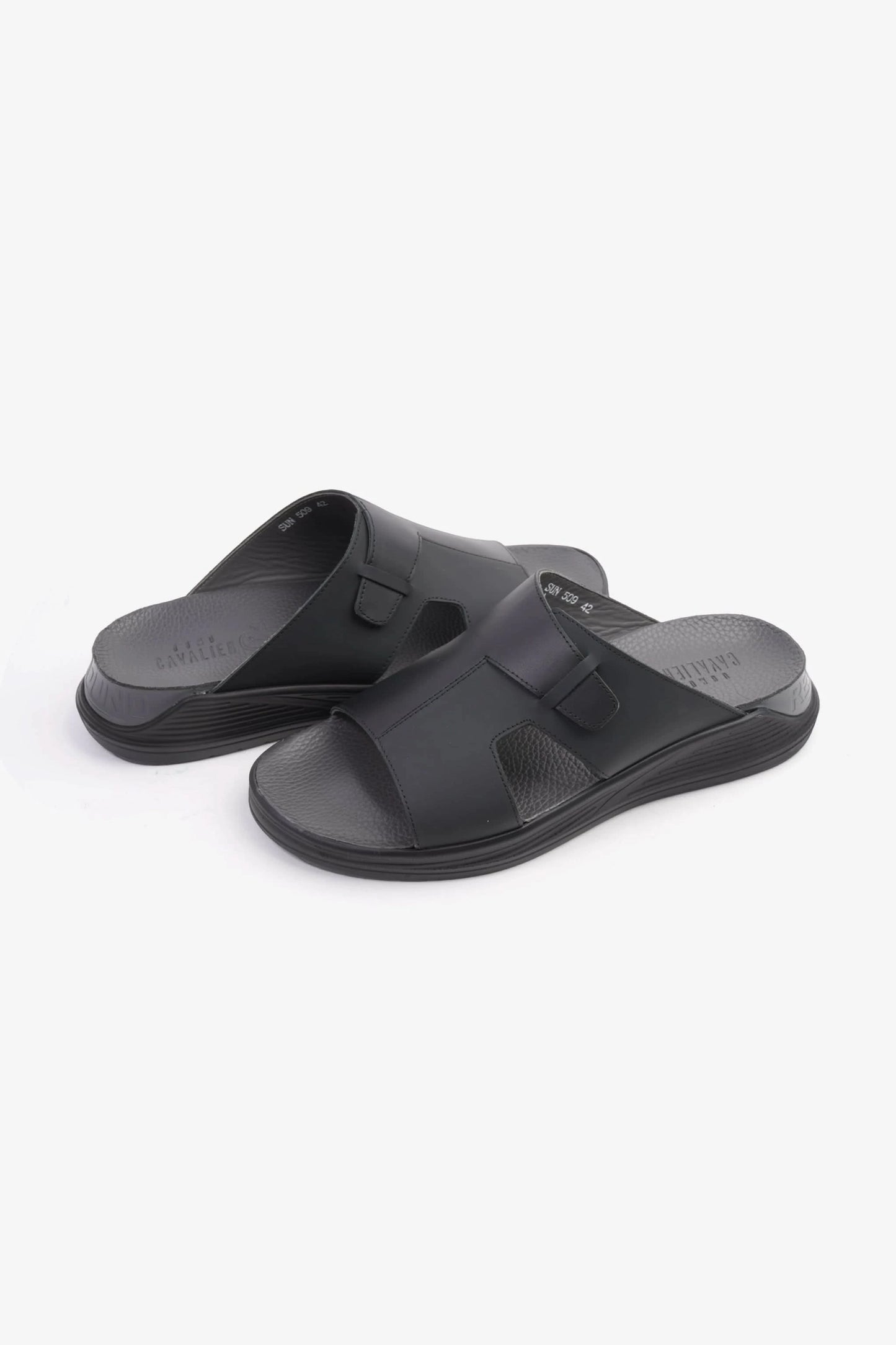 UOMO CAVALIER CLASSIC TRADITIONAL ARAB SANDALS BUCKLE STRAPS BLACK - Seventy7