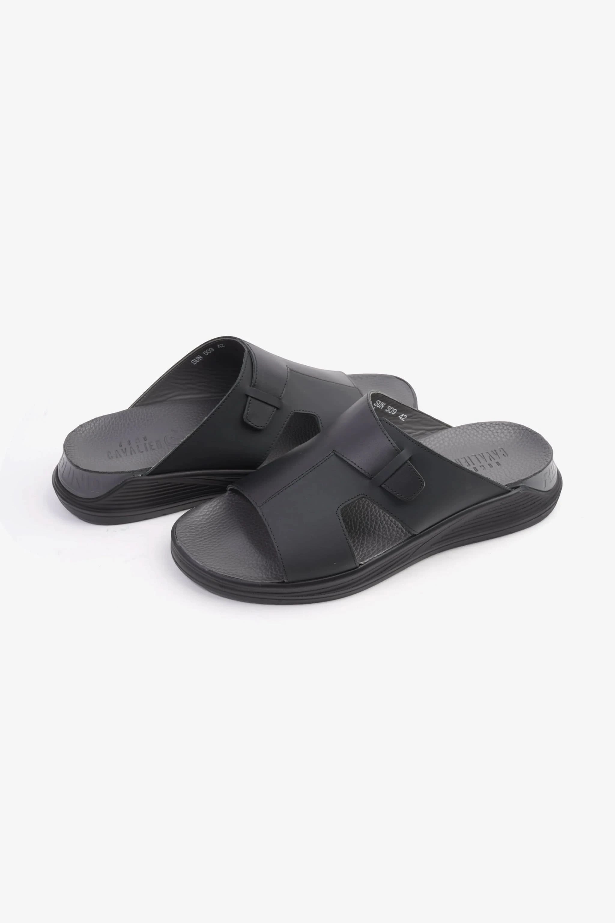 UOMO CAVALIER CLASSIC TRADITIONAL ARAB SANDALS BUCKLE STRAPS BLACK - Seventy7