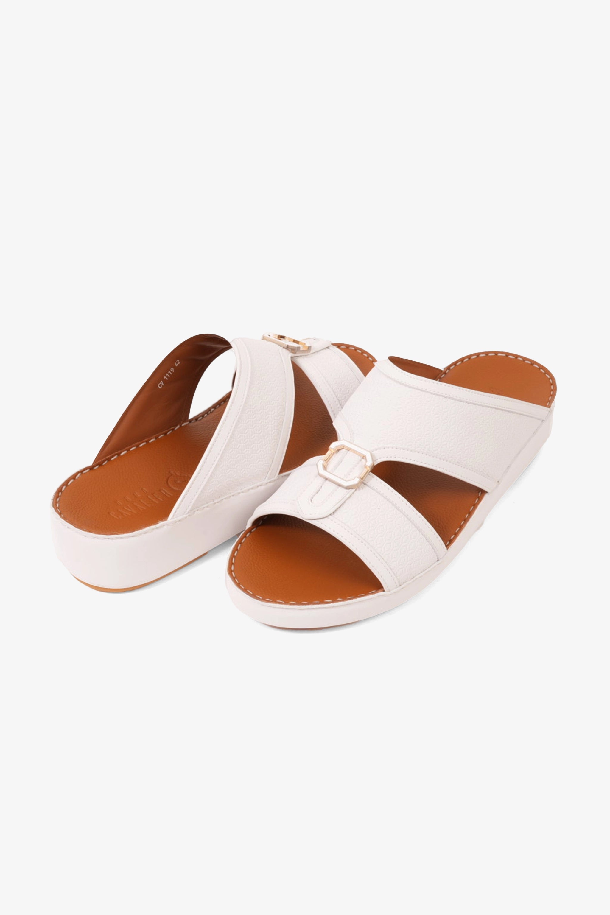 UOMO CAVALIER MEN'S PREMIUM ARABIC SANDALS WHITE - Seventy7