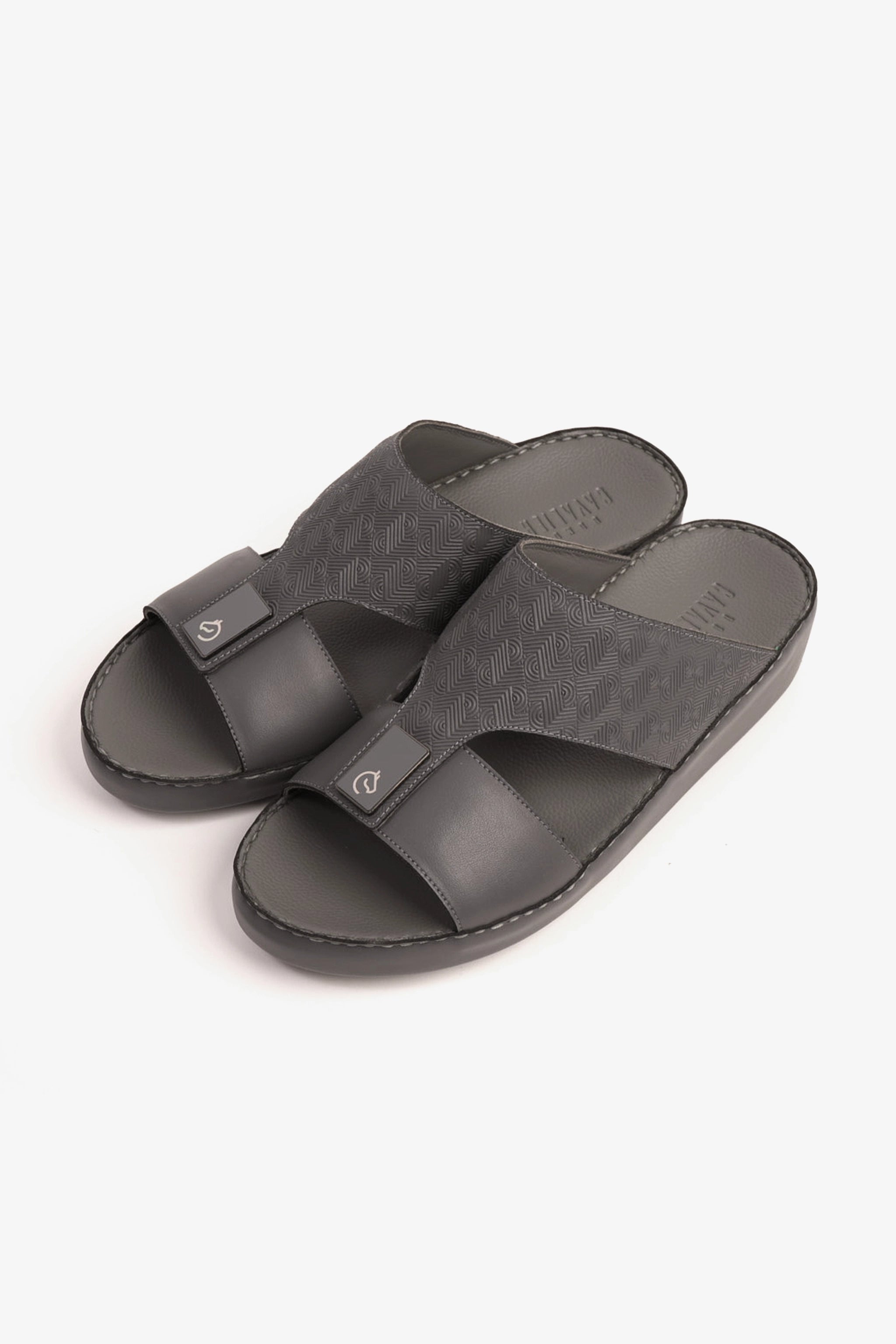 UOMO CAVALIER ULTRA COMFORTABLE MODERN LEATHER SANDALS GREY - Seventy7