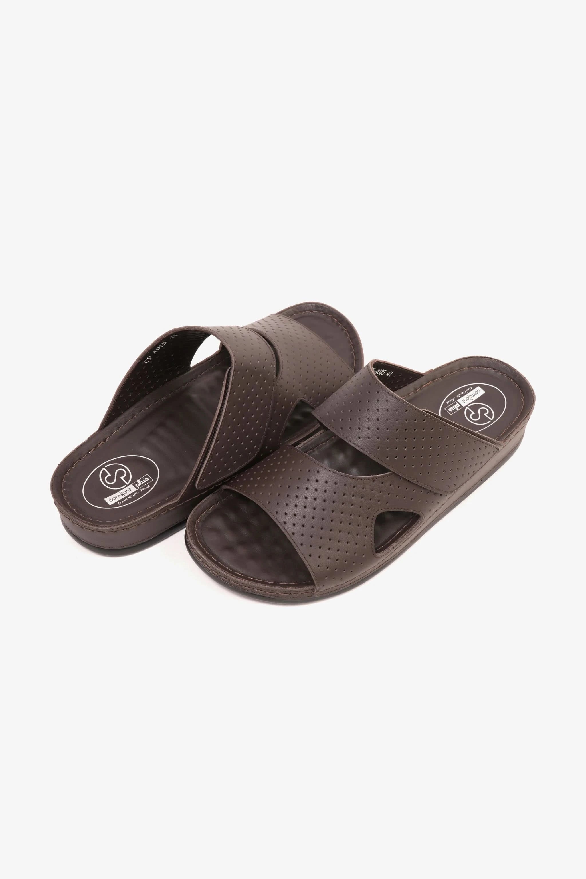 Comfort Plus Men's Al Waha Textured Slip-On Arabic Sandals Brown - Seventy7
