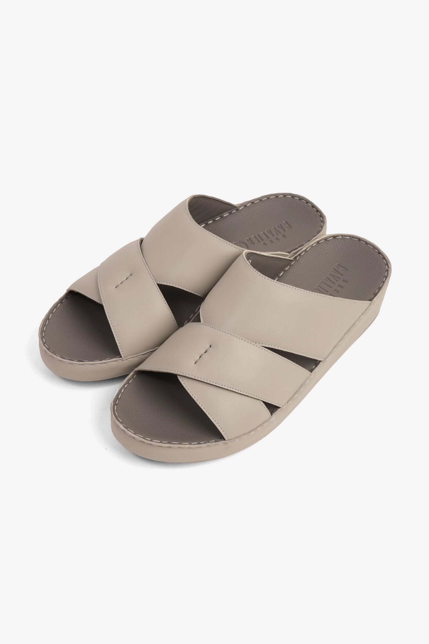 UOMO CAVALIER GENUINE LEATHER LUXURIOUSLY ARABIC SANDALS LIGHT-GREY