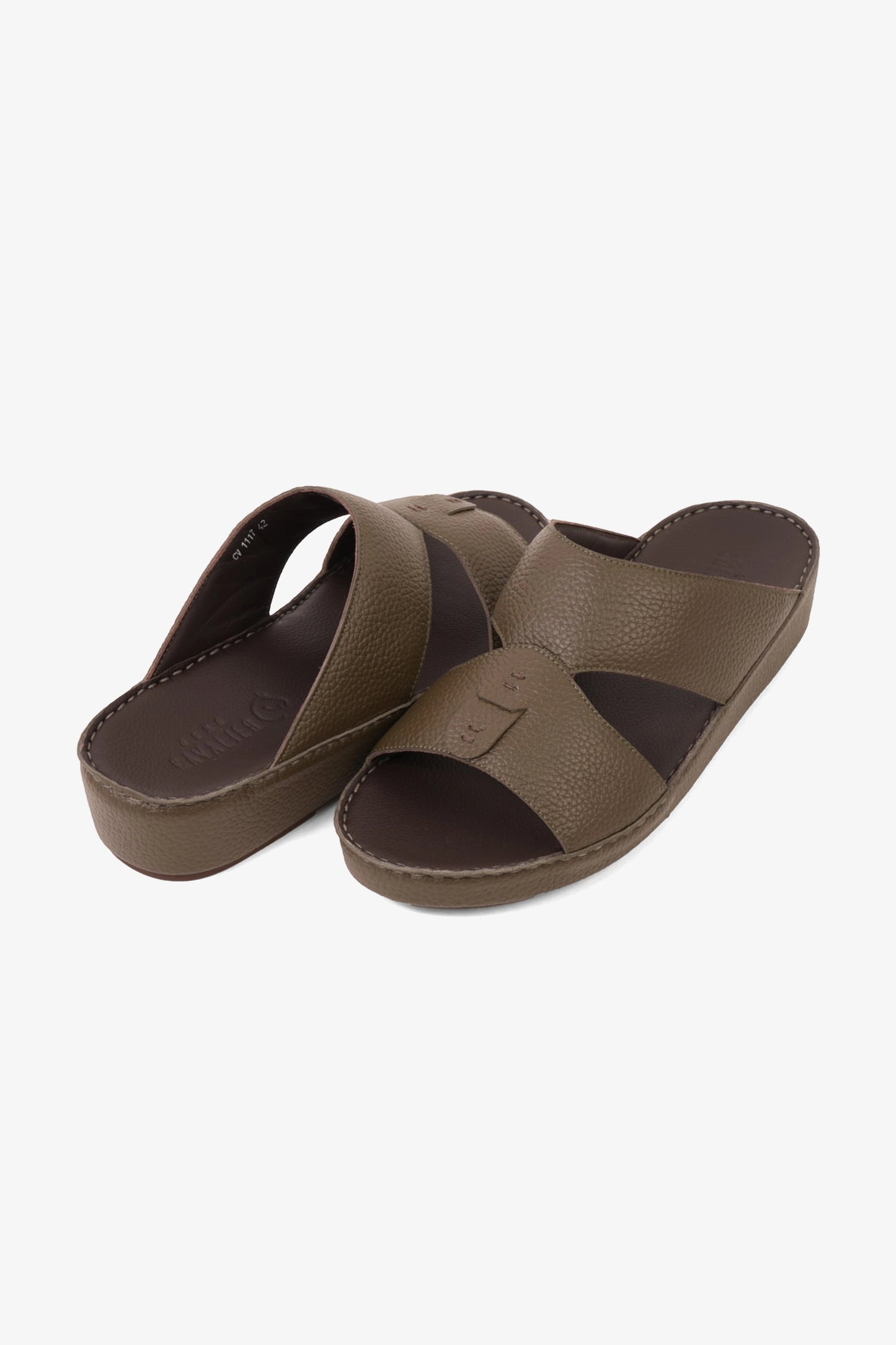 UOMO CAVALIER ELITE TRADITIONAL LEATHER ARABIC SANDALS OLIVE - Seventy7