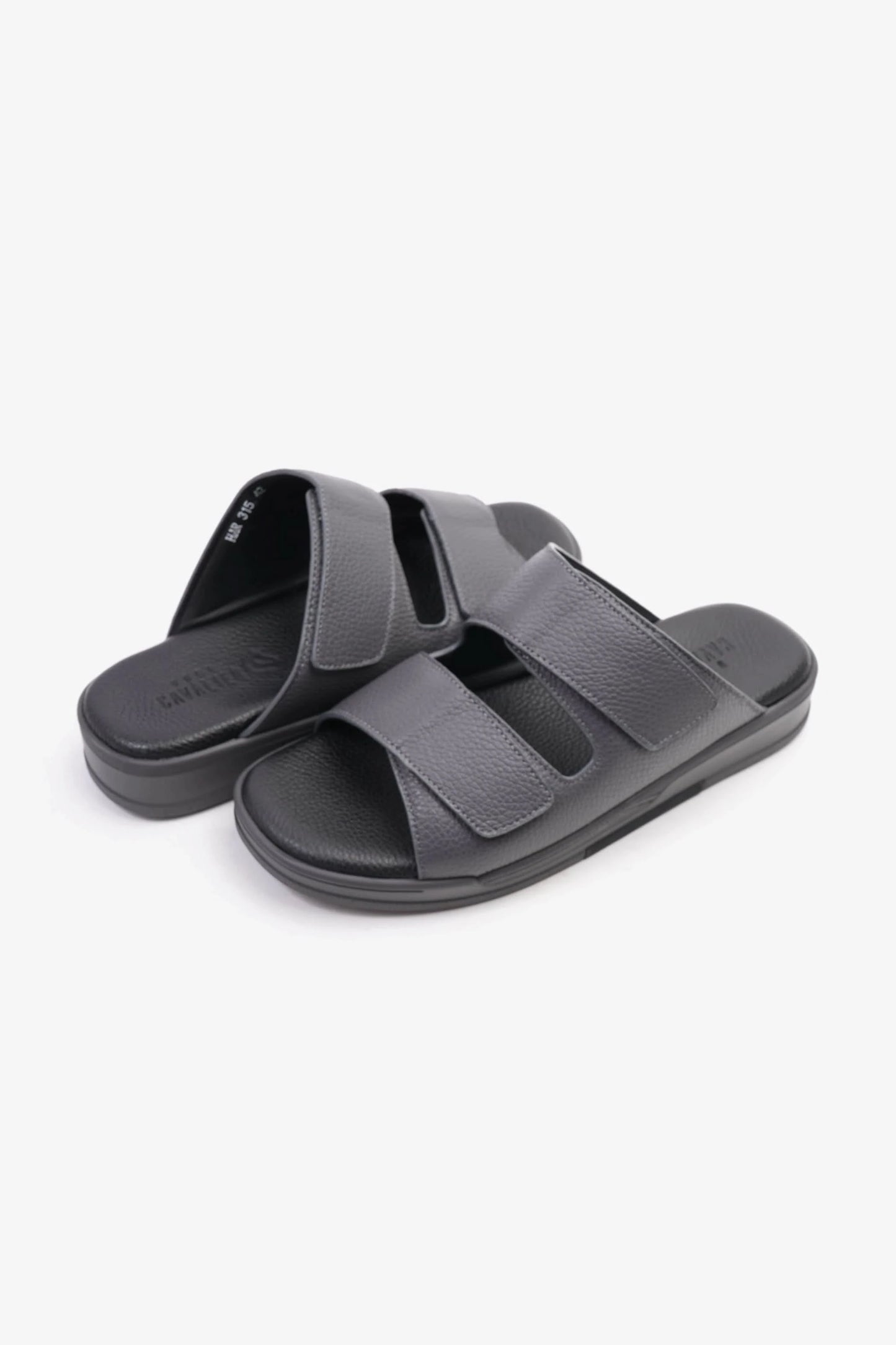 UOMO CAVALIER MEN'S LEATHER SANDALS, COMFORTABLE FOOTBED, SUMMER WEAR, VERSATILE GREY - Seventy7