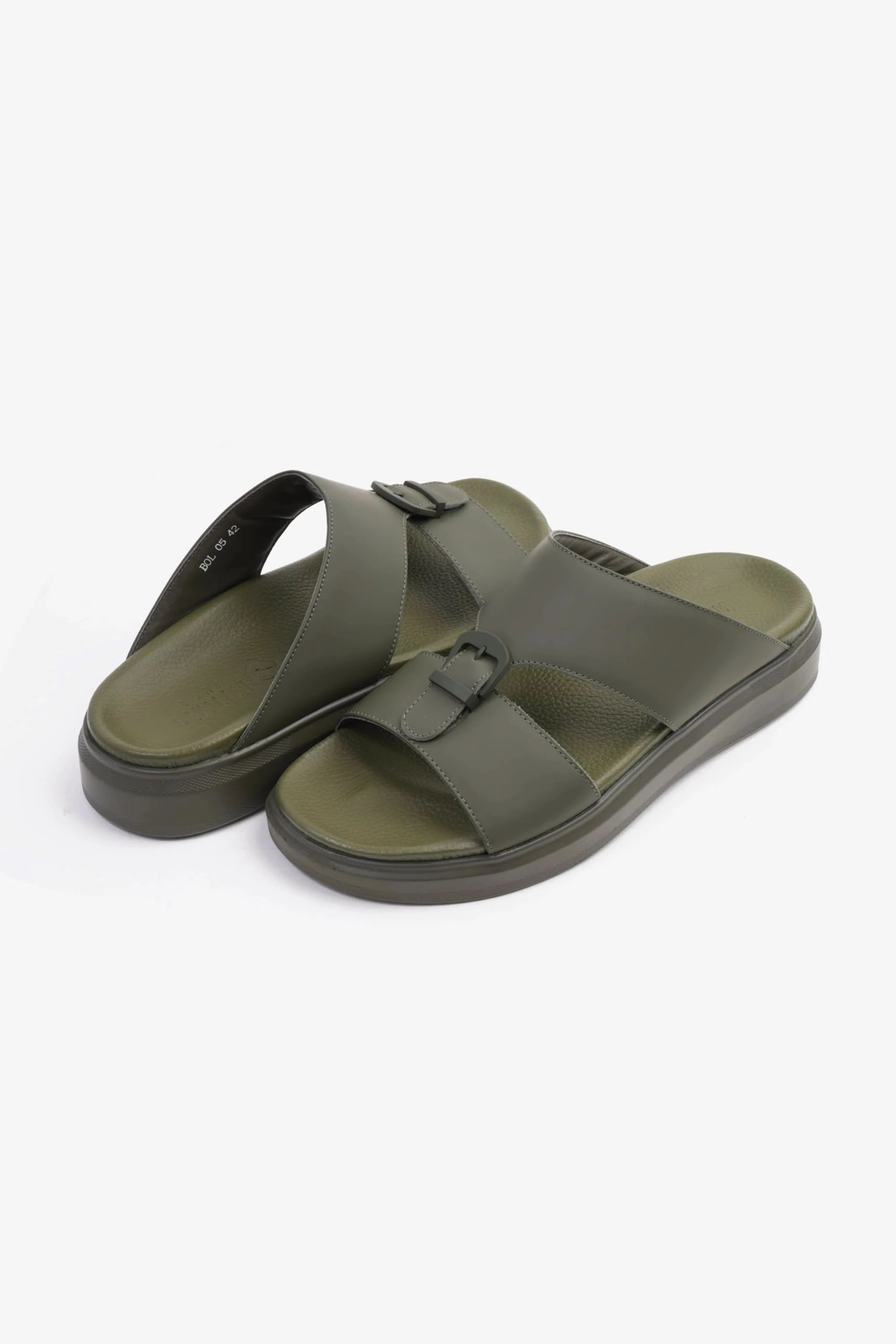 UOMO CAVALIER MENS ARABIC CLASSIC TRIM EXTRA CUSHIONED SANDAL OLIVE - Seventy7