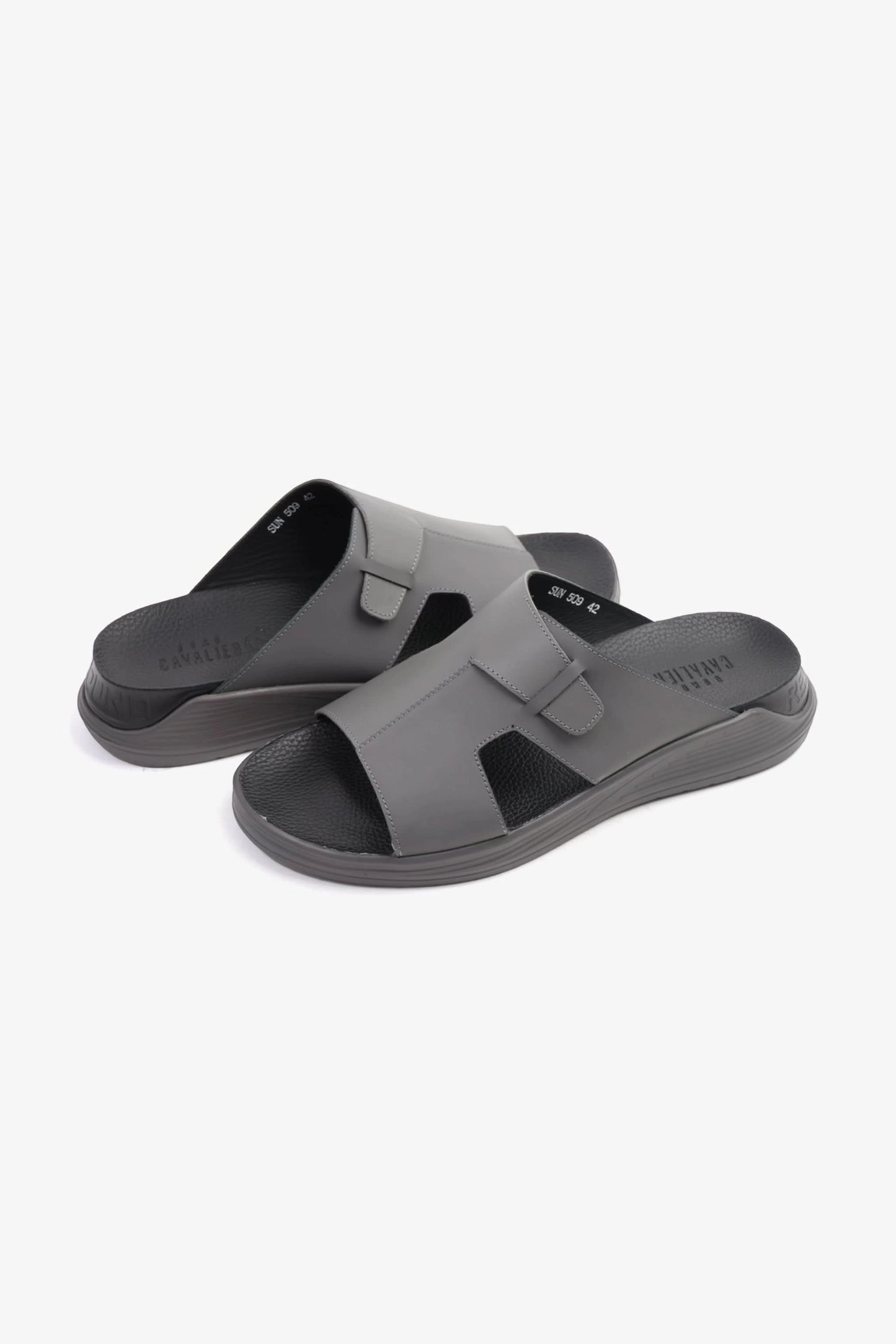 UOMO CAVALIER CLASSIC TRADITIONAL ARAB SANDALS BUCKLE STRAPS GREY - Seventy7
