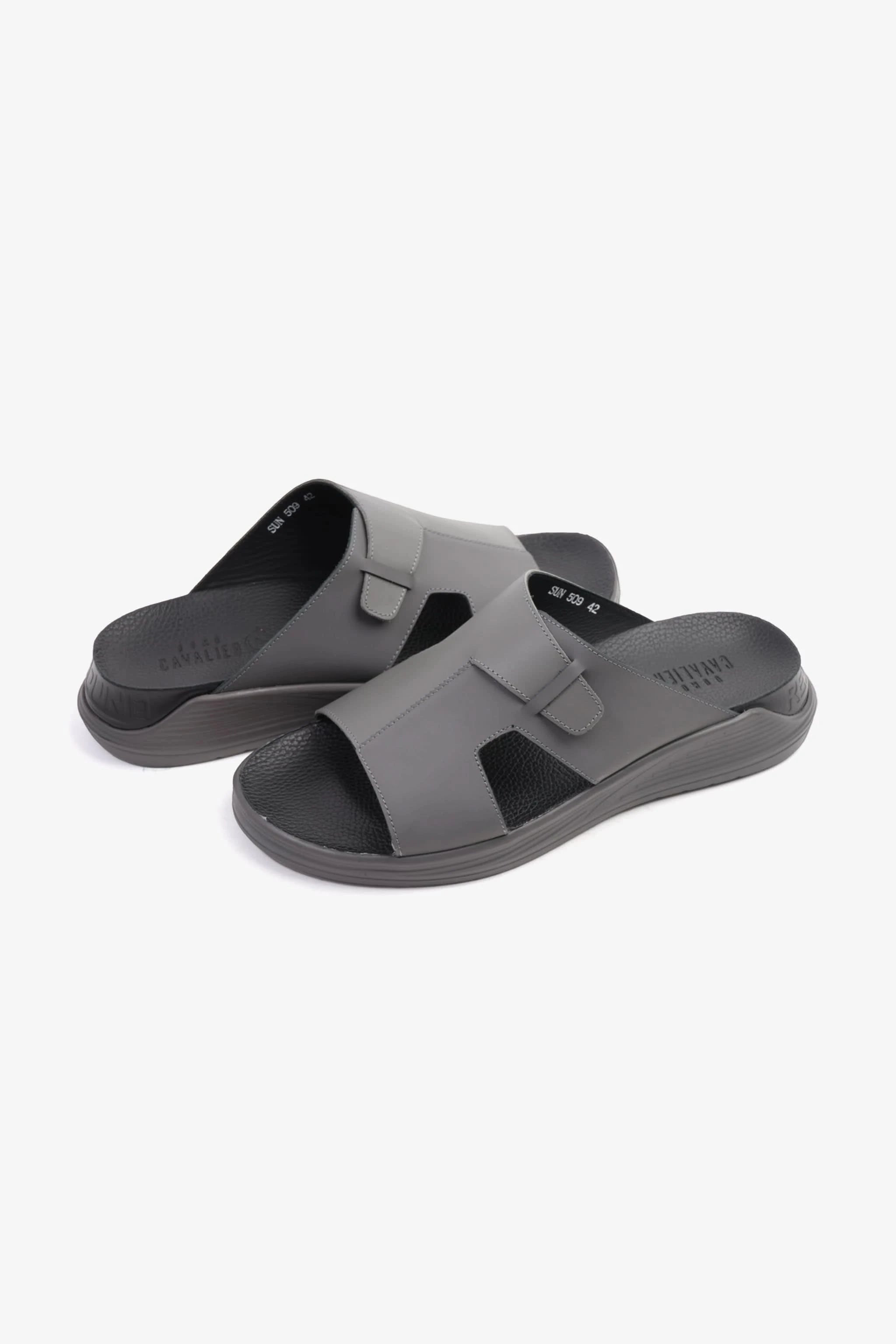 UOMO CAVALIER CLASSIC TRADITIONAL ARAB SANDALS BUCKLE STRAPS GREY - Seventy7