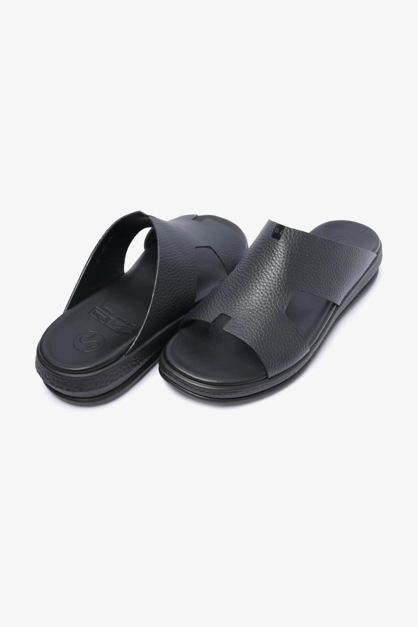 COMFORT PLUS CLASSIC LEATHER SANDALS FOR MENS BLACK - Seventy7