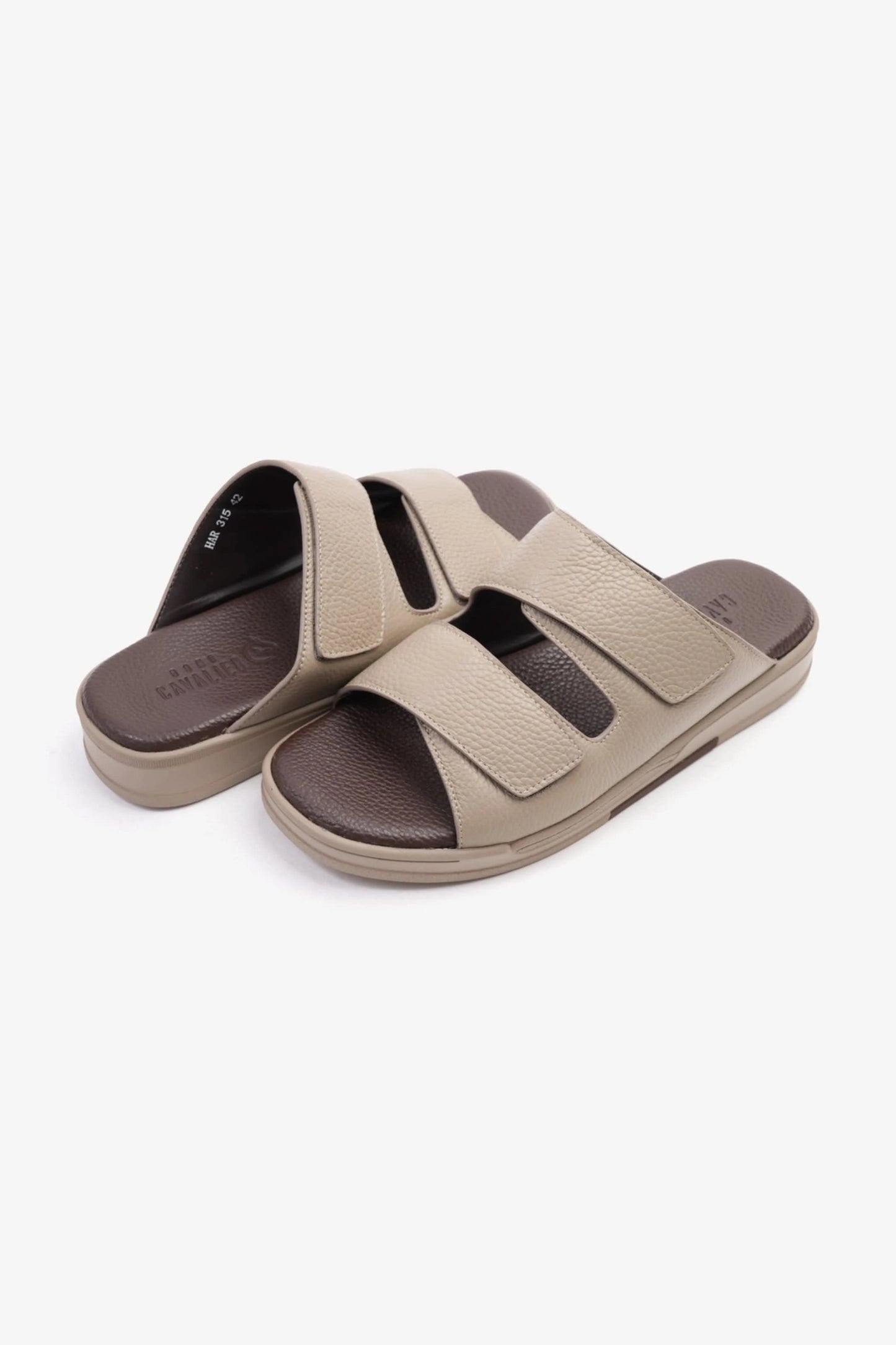 UOMO CAVALIER MEN'S LEATHER SANDALS, COMFORTABLE FOOTBED, SUMMER WEAR, VERSATILE STONE - Seventy7