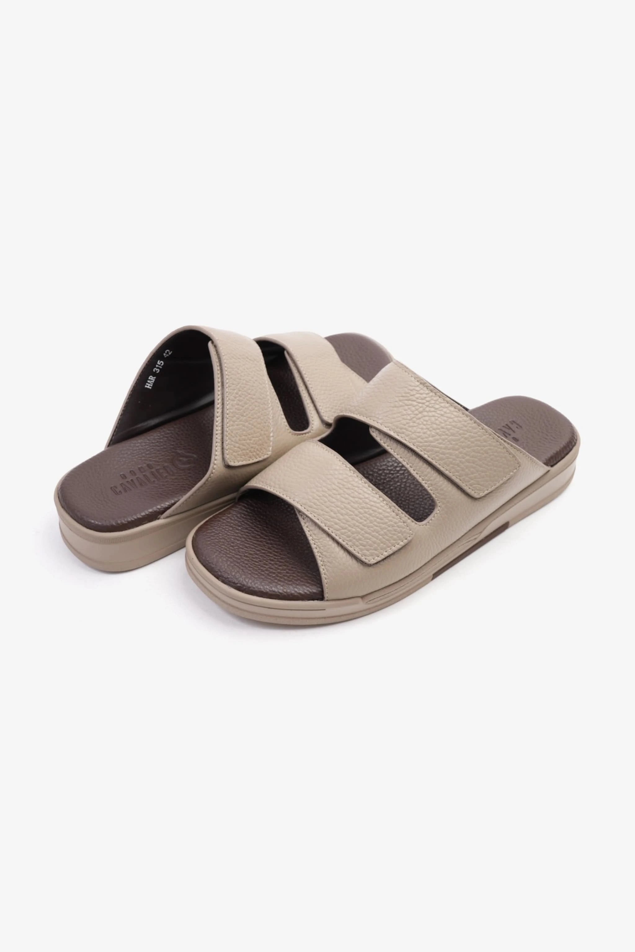 UOMO CAVALIER MEN'S LEATHER SANDALS, COMFORTABLE FOOTBED, SUMMER WEAR, VERSATILE STONE - Seventy7
