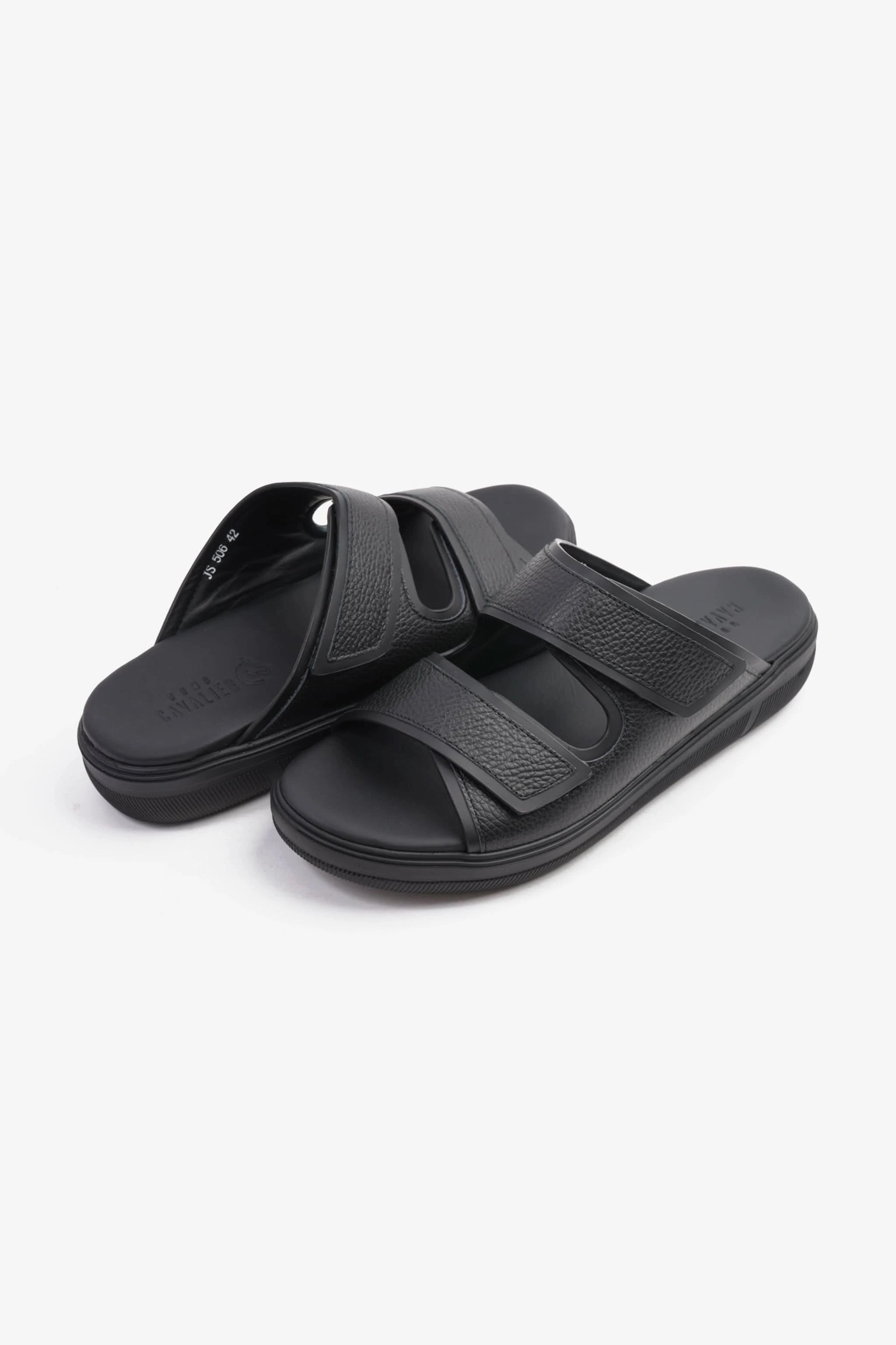 UOMO CAVALIER MENS'S DESIGNER SANDALS WITH STRAP BLACK - Seventy7