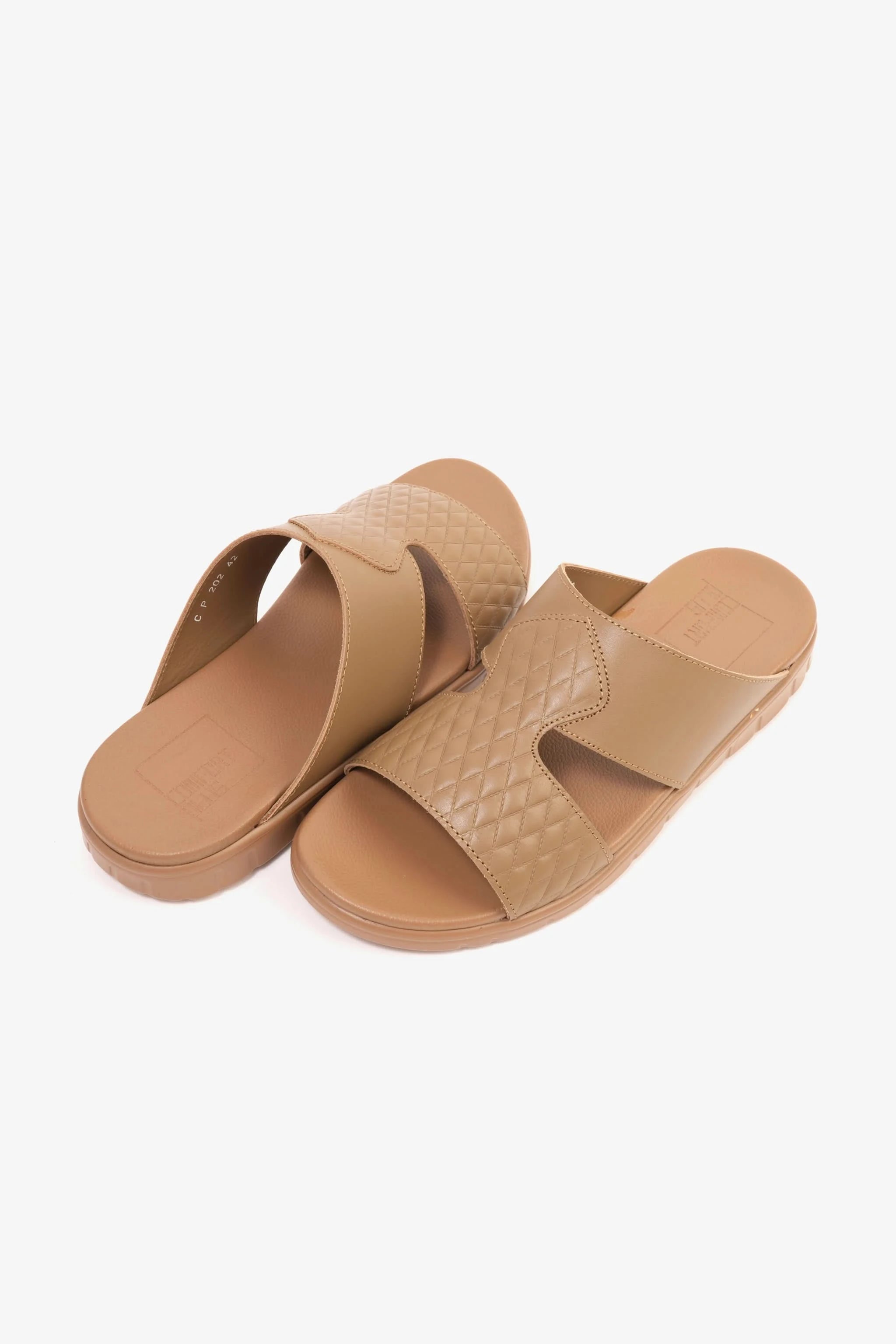 Comfort Plus Men's Quilted Leather Sandals with Stylish Cutouts Olive Brown - Seventy7