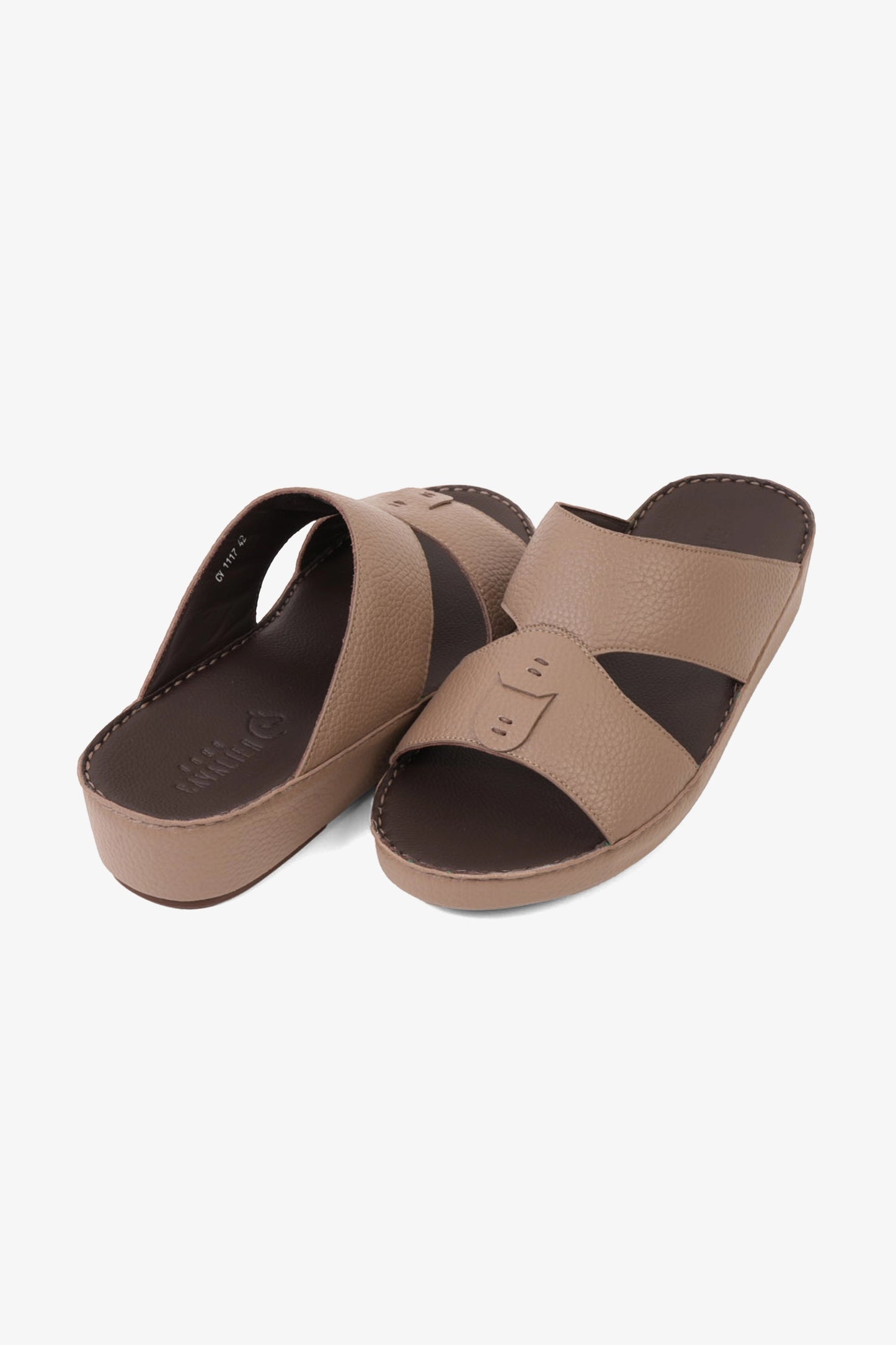 UOMO CAVALIER ELITE TRADITIONAL LEATHER ARABIC SANDALS STONE - Seventy7