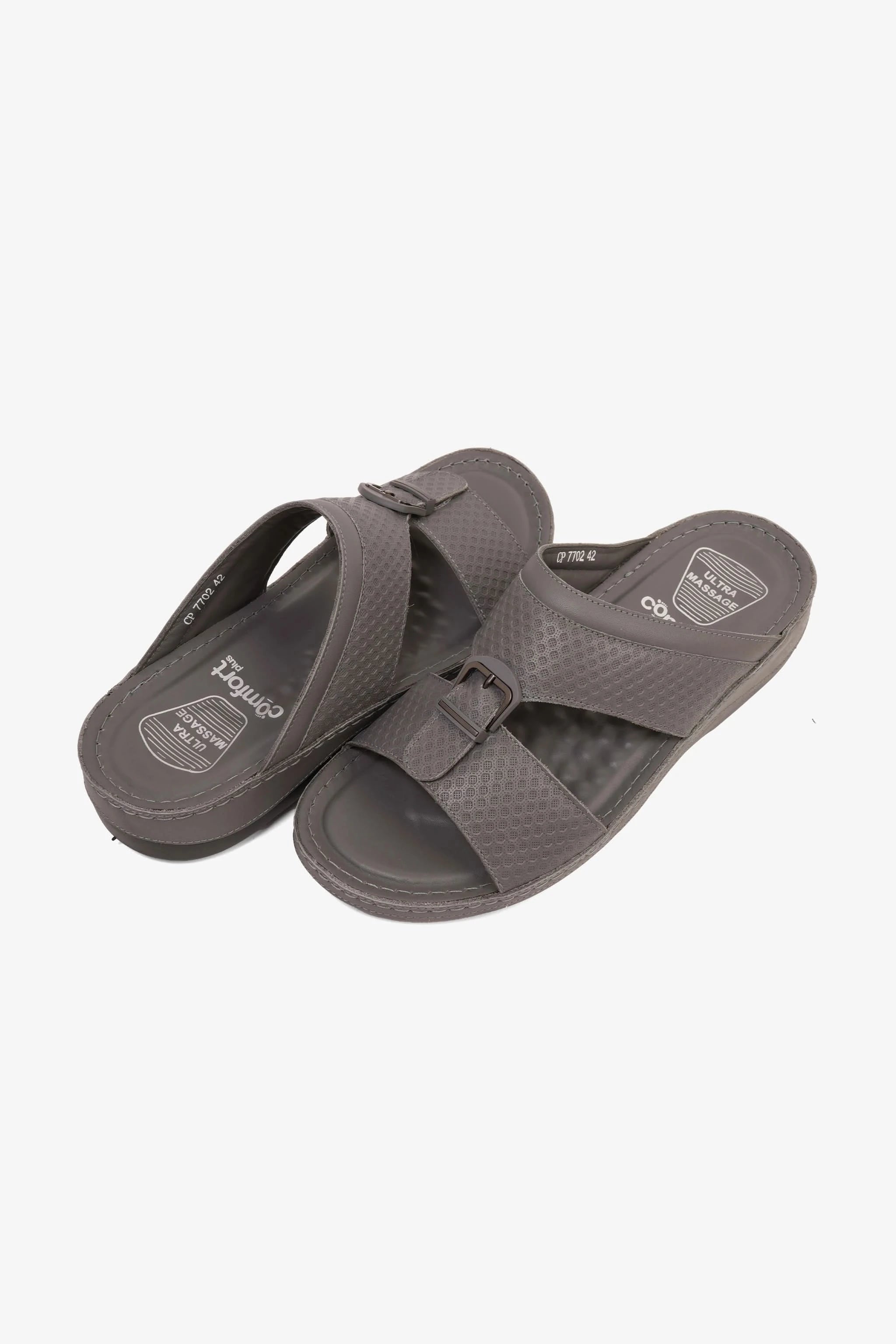 COMFORT PLUS MEN'S ULTRA COMFORT TRIM SANDALS GREY - Seventy7