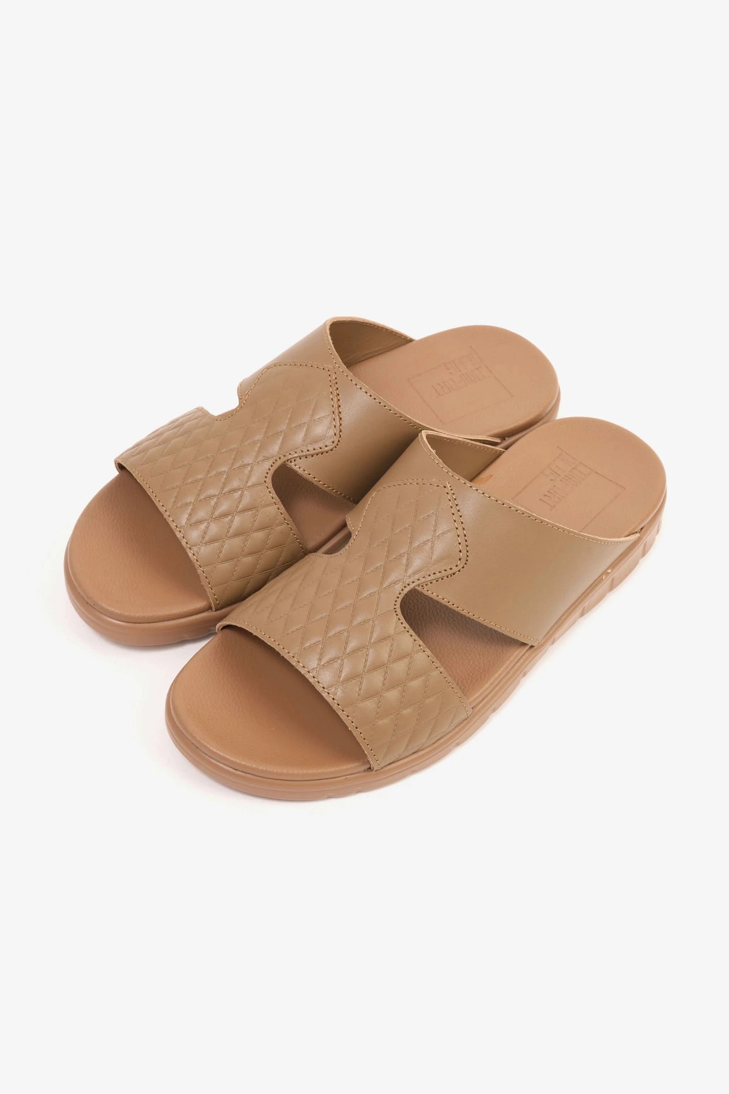 Comfort Plus Men's Quilted Leather Sandals with Stylish Cutouts Olive Brown - Seventy7