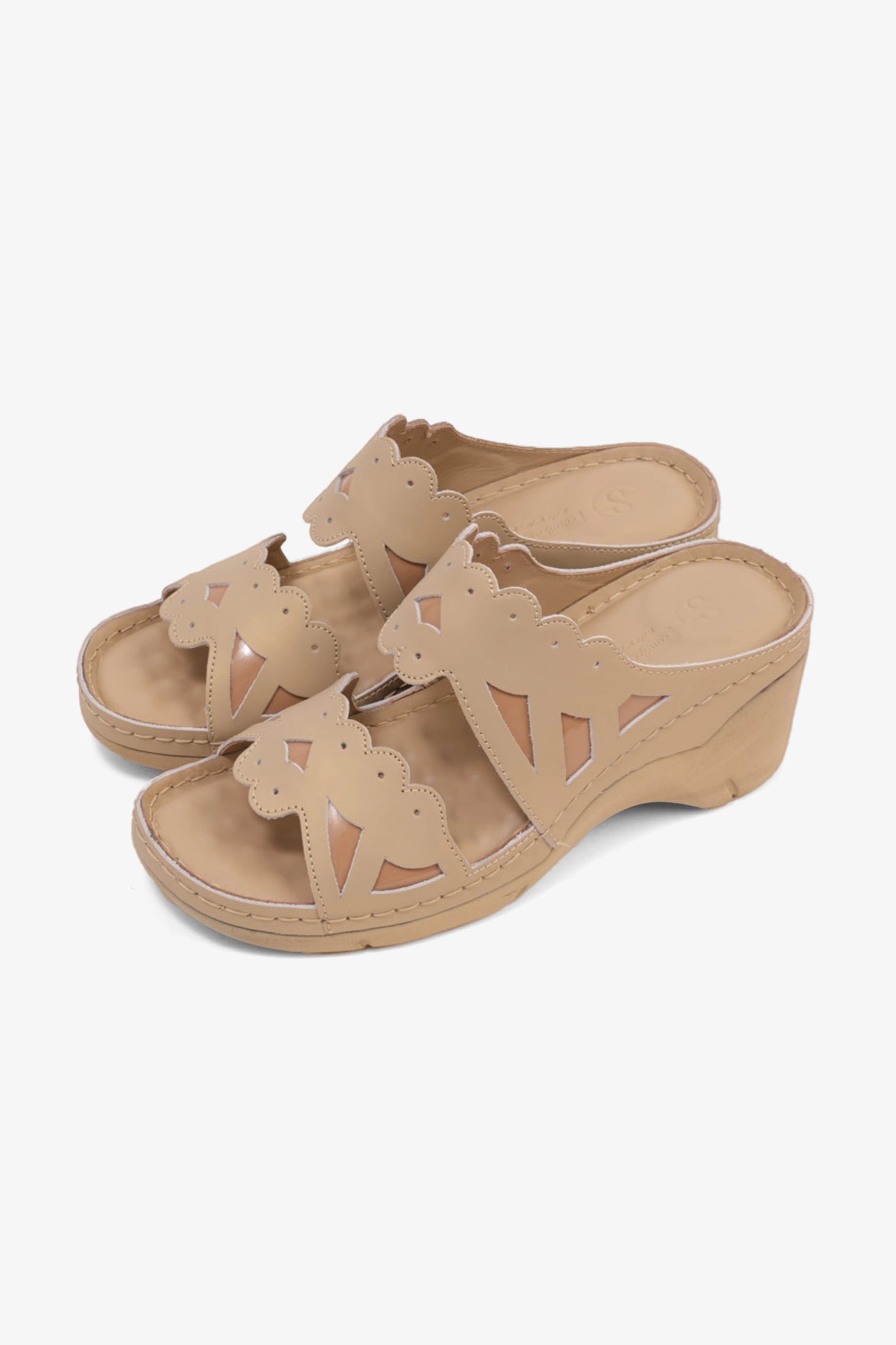 COMFORT PLUS OPEN -TOE SANDALS WITH CUTOUT DESIGN BEIGE - Seventy7