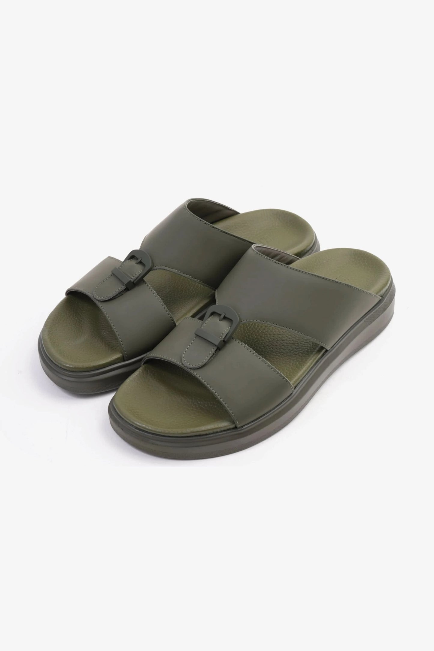 UOMO CAVALIER MENS ARABIC CLASSIC TRIM EXTRA CUSHIONED SANDAL OLIVE - Seventy7