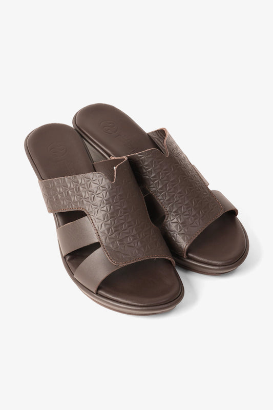 COMFORT PLUS WOMEN'S EMBOSSED LEATHER WEDGES BROWN - Seventy7
