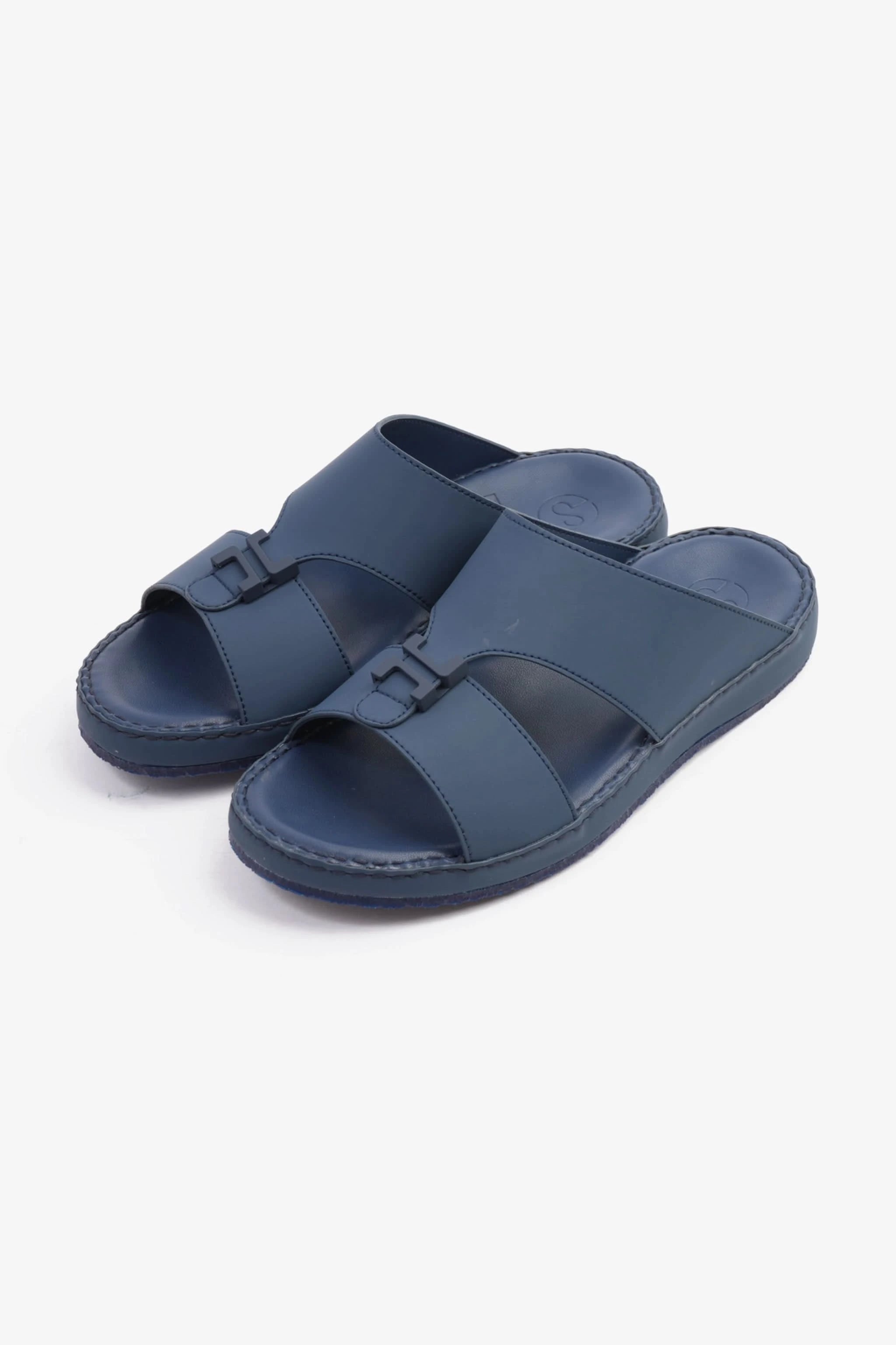 COMFORT PLUS MATTE LEATHER STYLISH TRIM MENS SANDALS NAVY - Seventy7