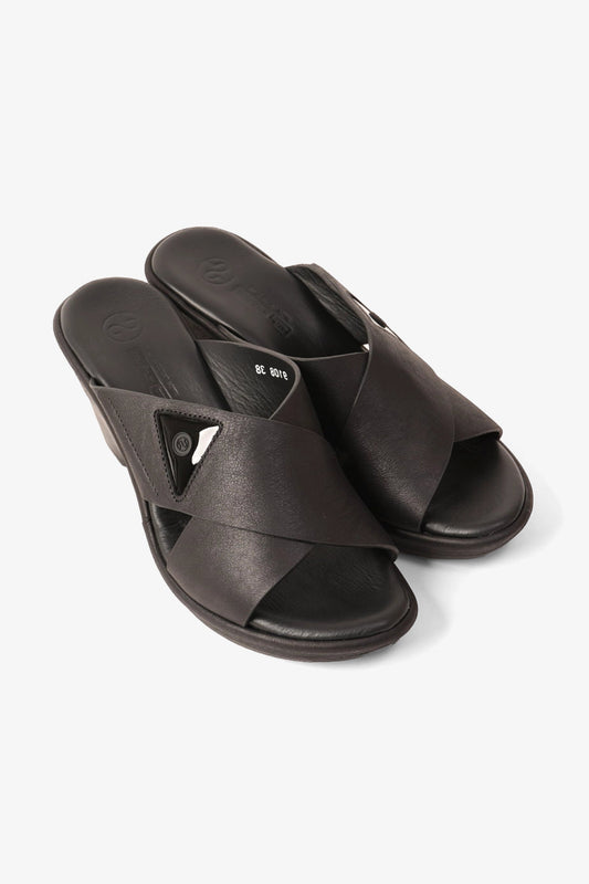 COMFORT PLUS LADIES  SANDALS  - 9108 BLACK - Seventy7