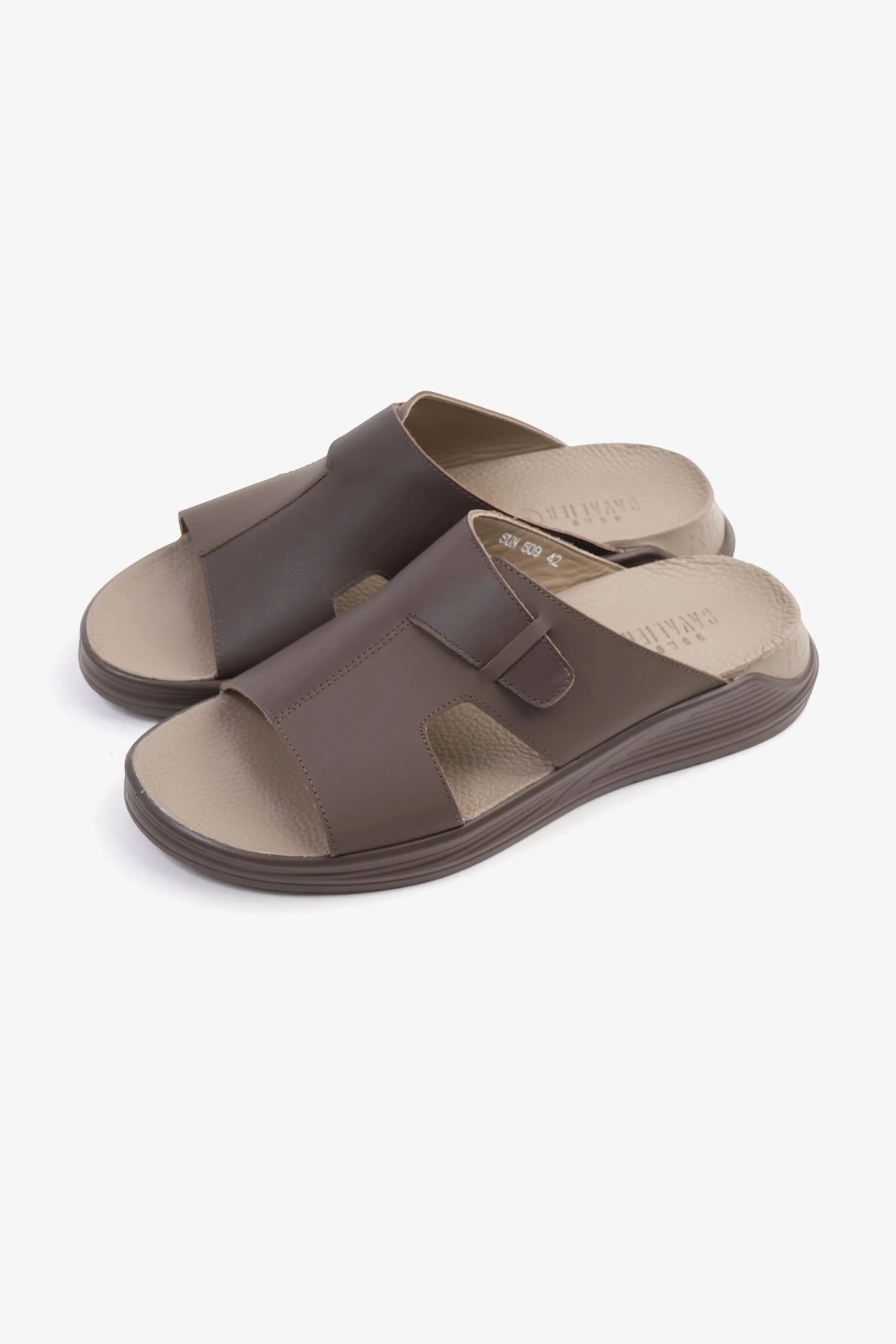 UOMO CAVALIER CLASSIC TRADITIONAL ARAB SANDALS BUCKLE STRAPS BROWN - Seventy7