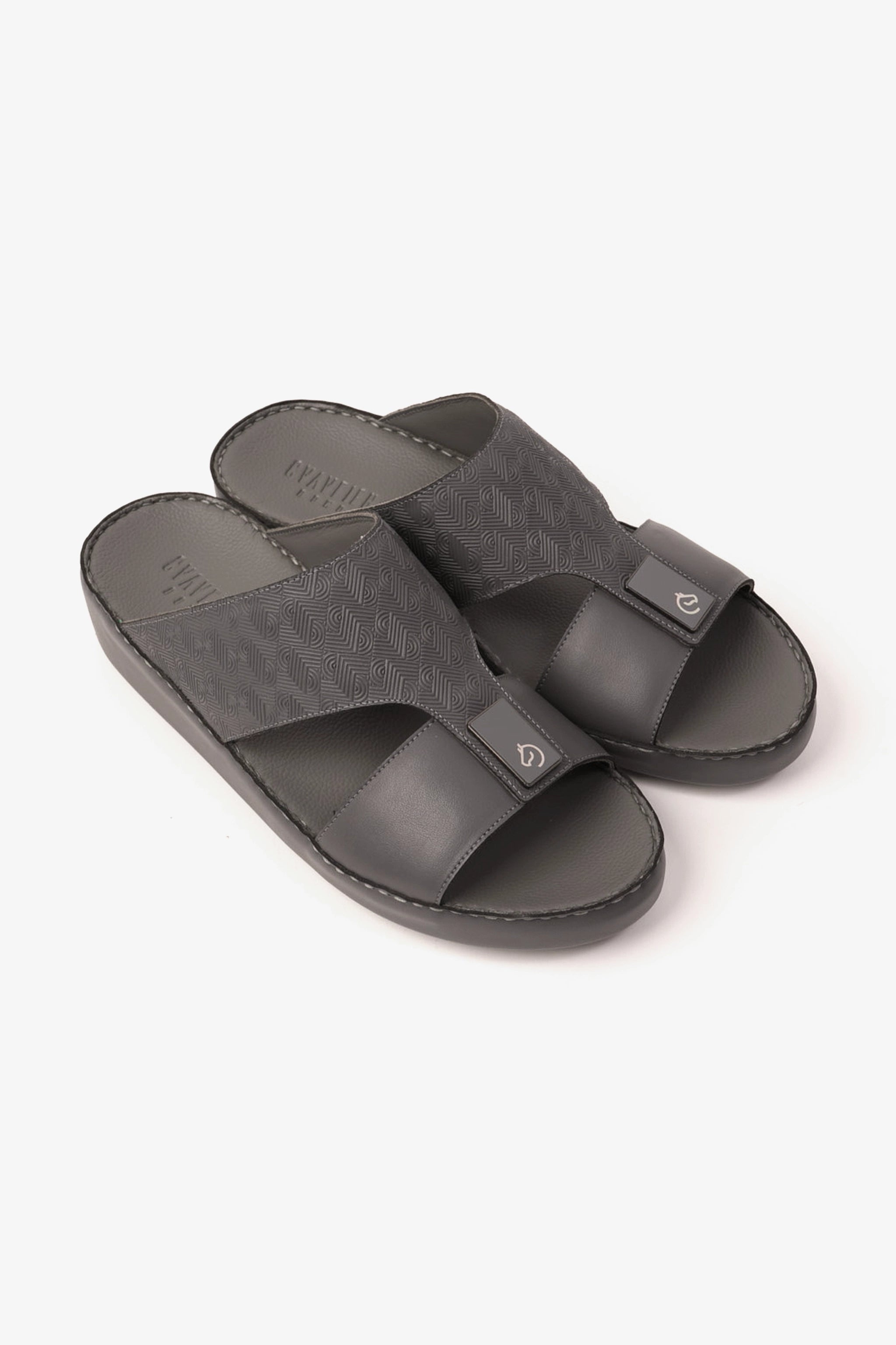 UOMO CAVALIER ULTRA COMFORTABLE MODERN LEATHER SANDALS GREY - Seventy7