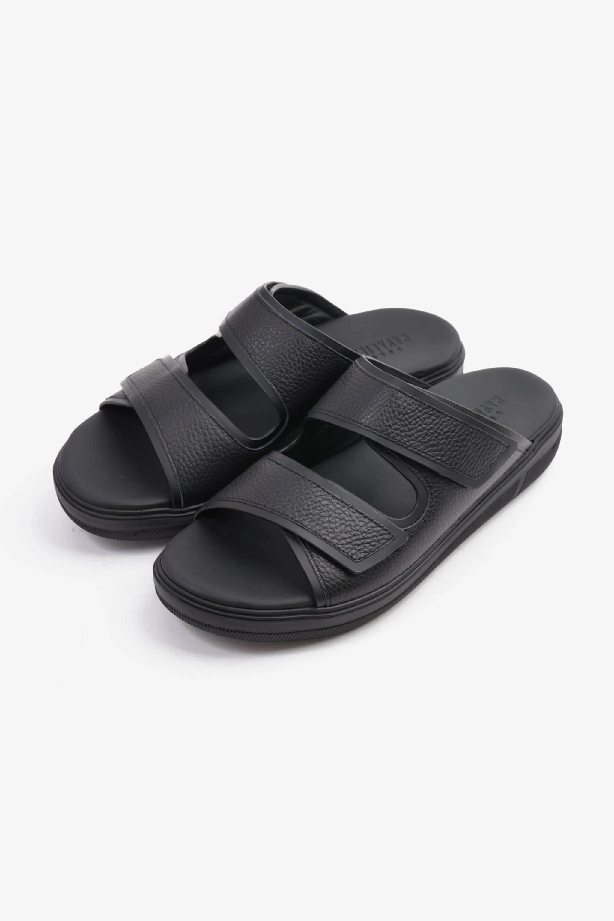 UOMO CAVALIER MENS'S DESIGNER SANDALS WITH STRAP BLACK - Seventy7