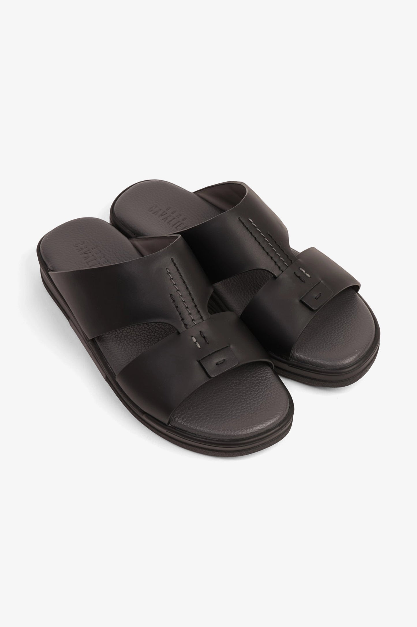 UOMO CAVALIER MEN'S LEATHER SANDALS COMFORT REDEFINED BLACK - Seventy7