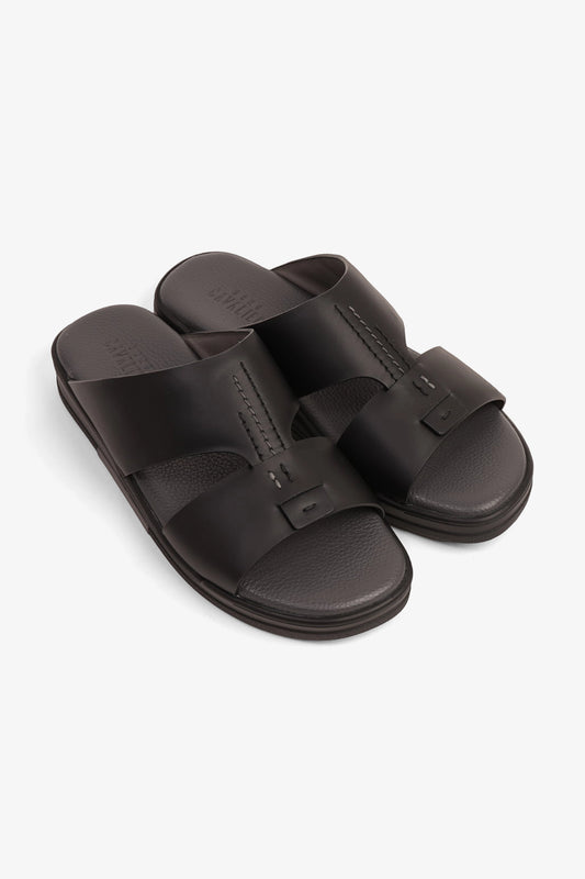 UOMO CAVALIER MEN'S LEATHER SANDALS COMFORT REDEFINED BLACK - Seventy7