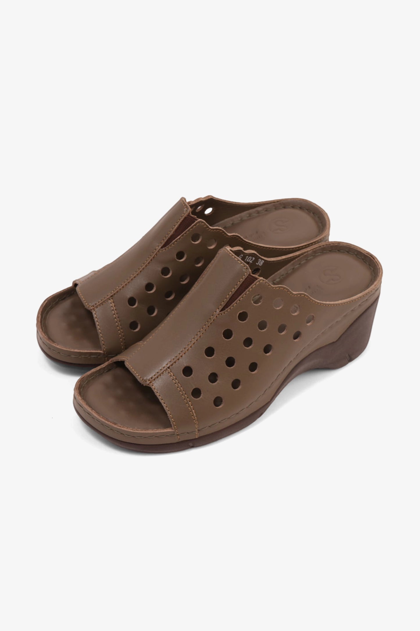 COMFORT PLUS SLIP-ON WEDGE SANDALS WITH PERFORATED DESIGN TRUFFLE - Seventy7