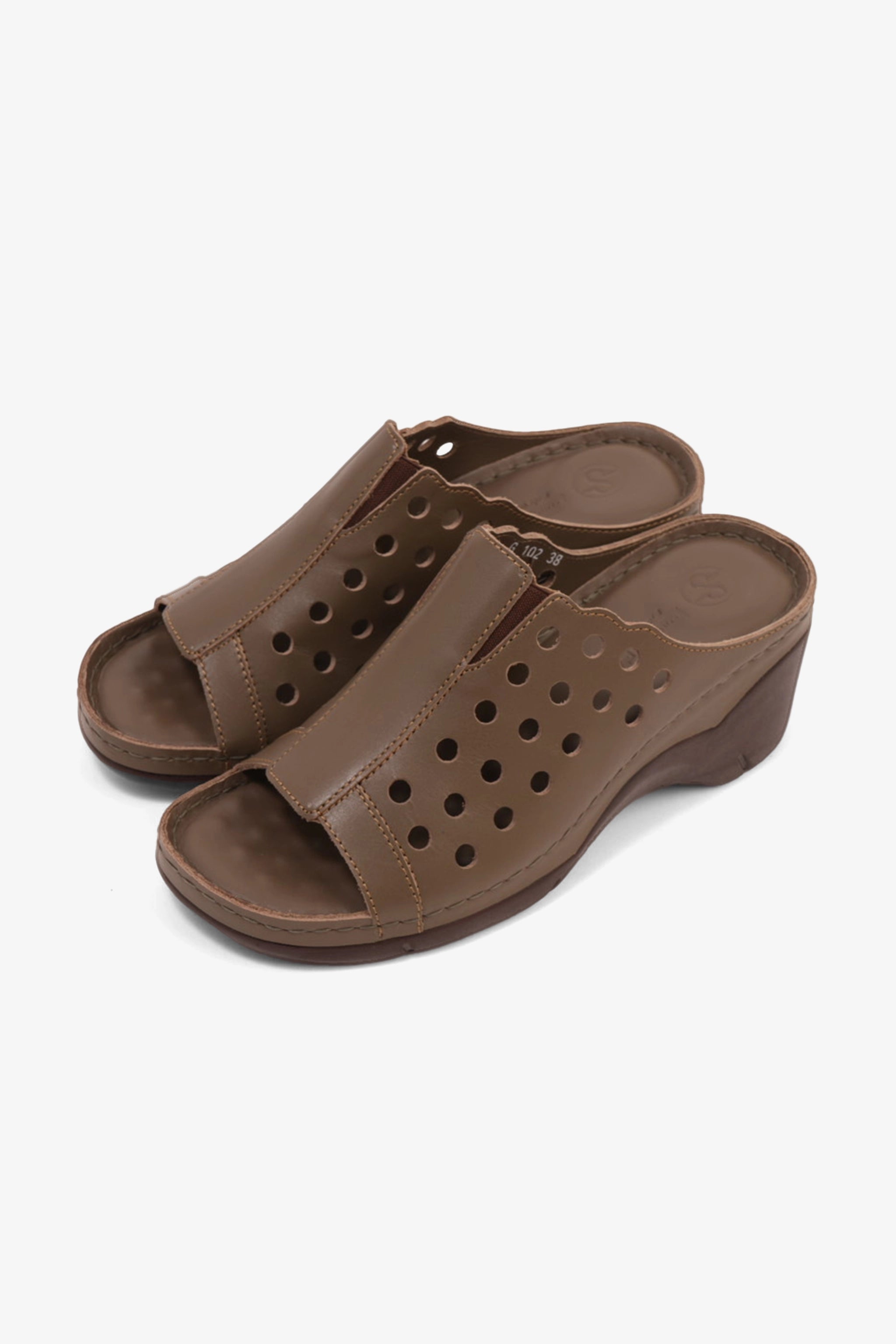 COMFORT PLUS SLIP-ON WEDGE SANDALS WITH PERFORATED DESIGN TRUFFLE - Seventy7