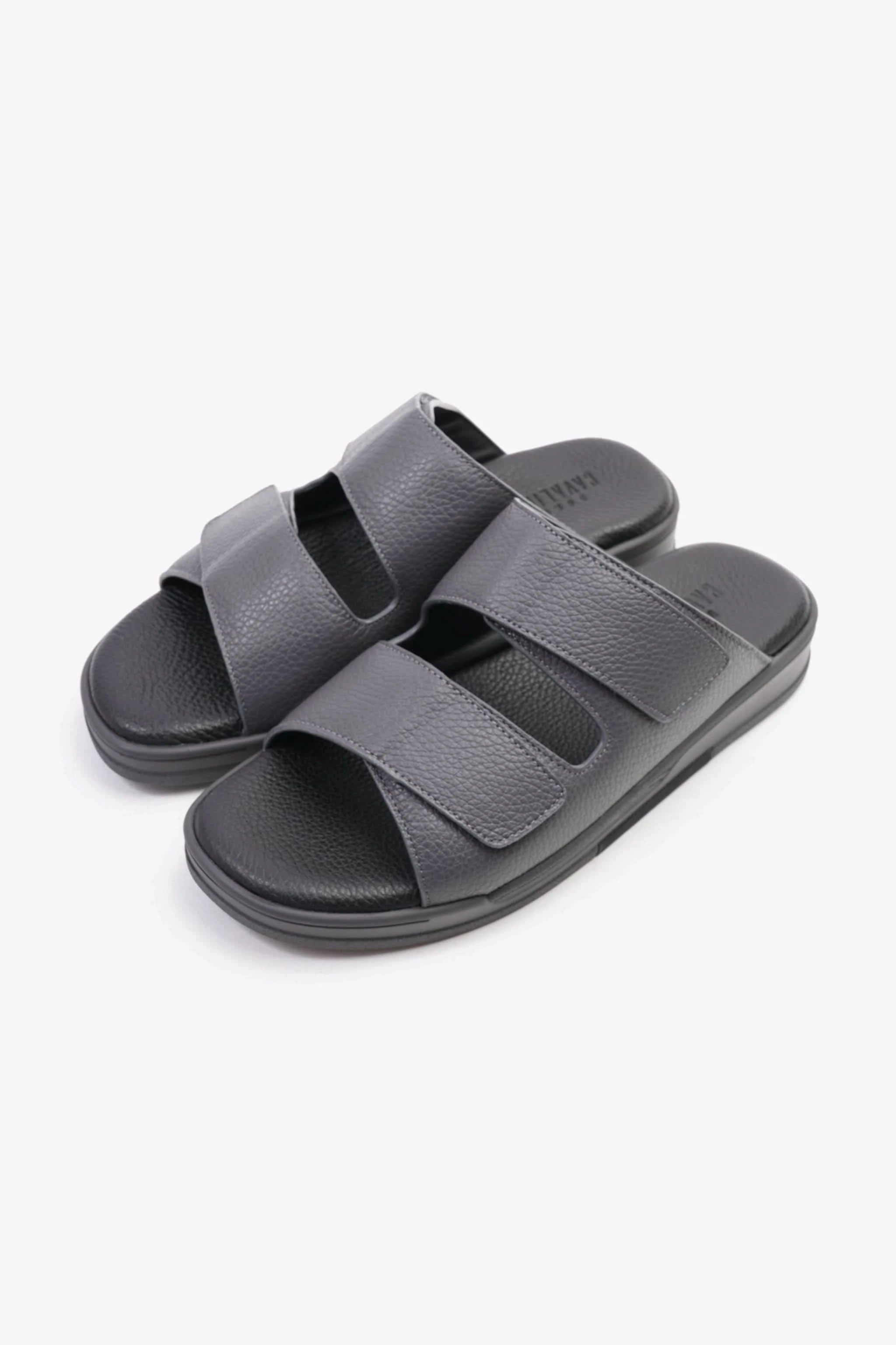 UOMO CAVALIER MEN'S LEATHER SANDALS, COMFORTABLE FOOTBED, SUMMER WEAR, VERSATILE GREY - Seventy7