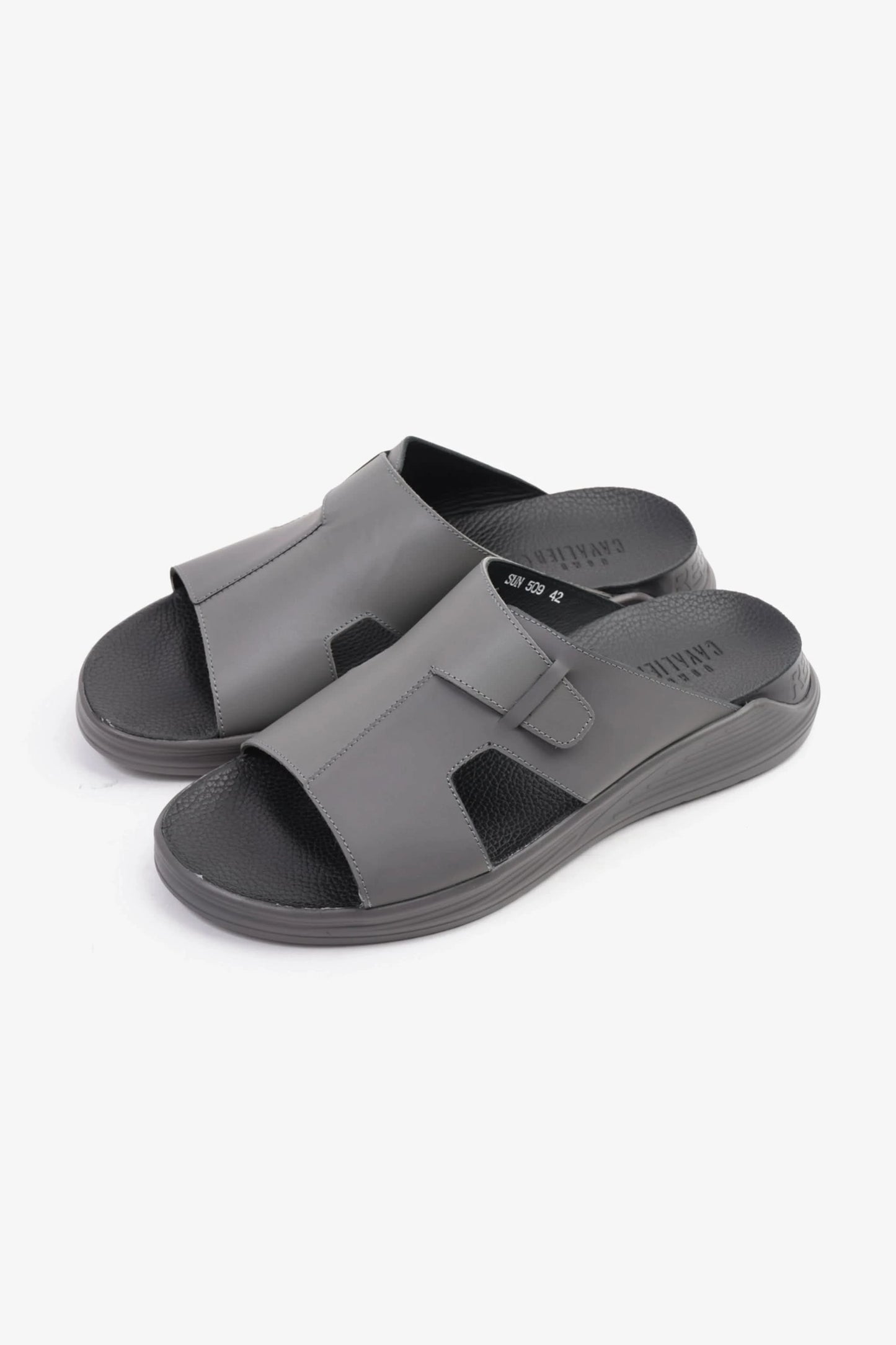 UOMO CAVALIER CLASSIC TRADITIONAL ARAB SANDALS BUCKLE STRAPS GREY - Seventy7