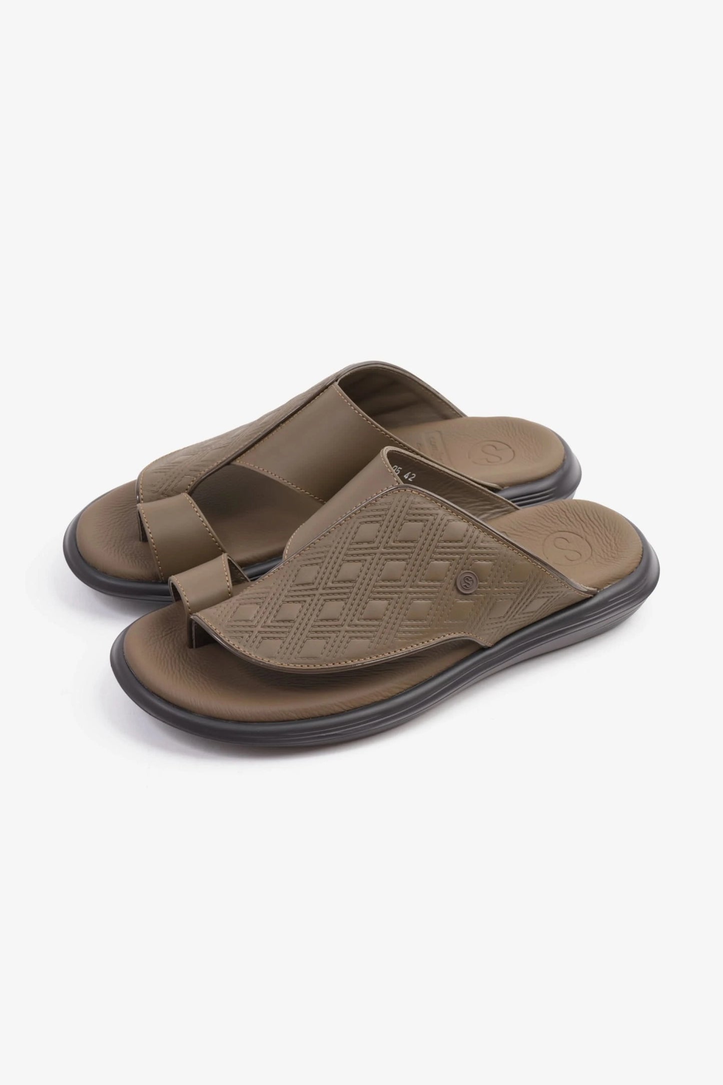 COMFORT PLUS ARABIC SANDALS MEN'S GEOMETRIC PATTERN SANDALS TRUFFLE - Seventy7