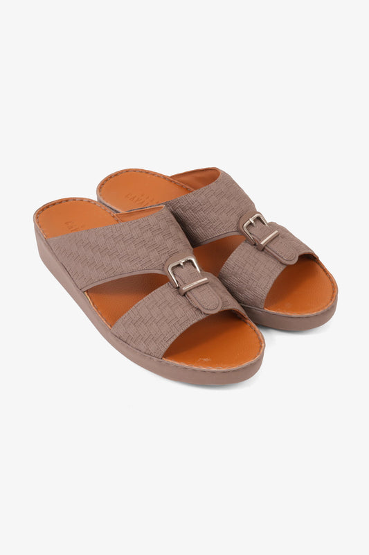 UOMO CAVALIER PREMIUM LEATHER ARABIC SANDALS STONE - Seventy7