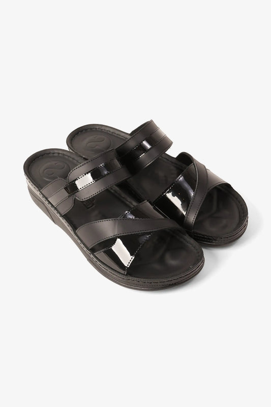 COMFORT PLUS ULTRA SOFT LEATHER SLIDES WOMEN'S BLACK - Seventy7
