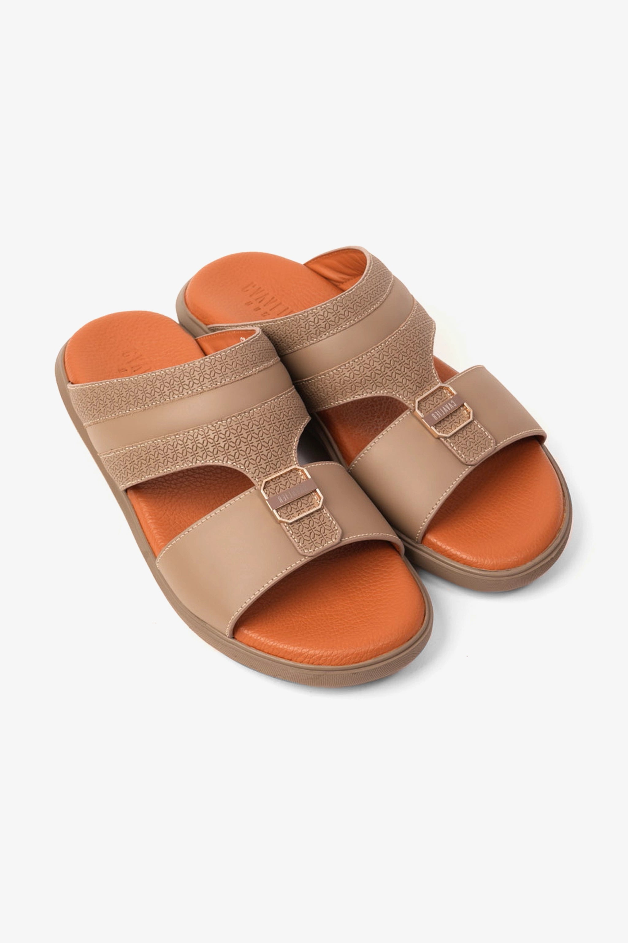 UOMO CAVALIER MEN'S LEATHER TEXTURED SANDALS EARTH - Seventy7