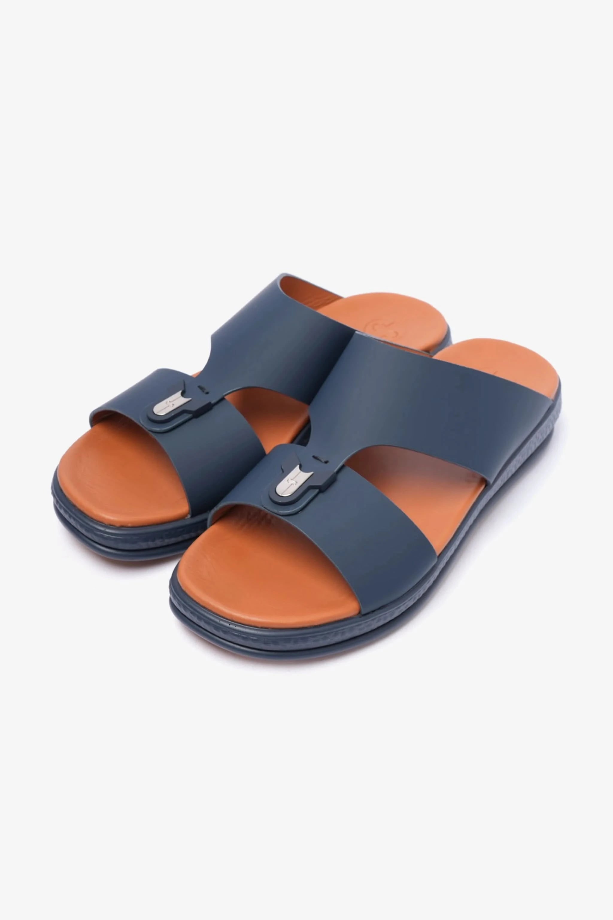 COMFORT PLUS MENS LEATHER SANDALS NAVY - Seventy7