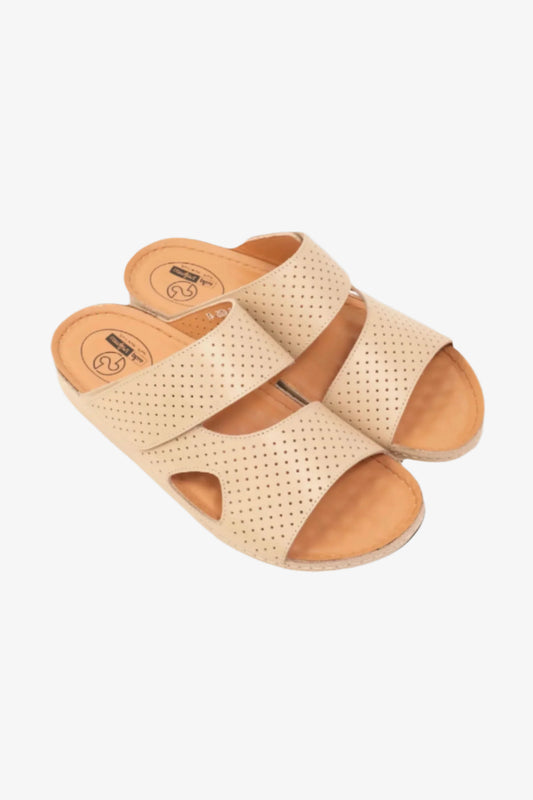 Comfort Plus Men's Al Waha Textured Slip-On Arabic Sandals Beige - Seventy7